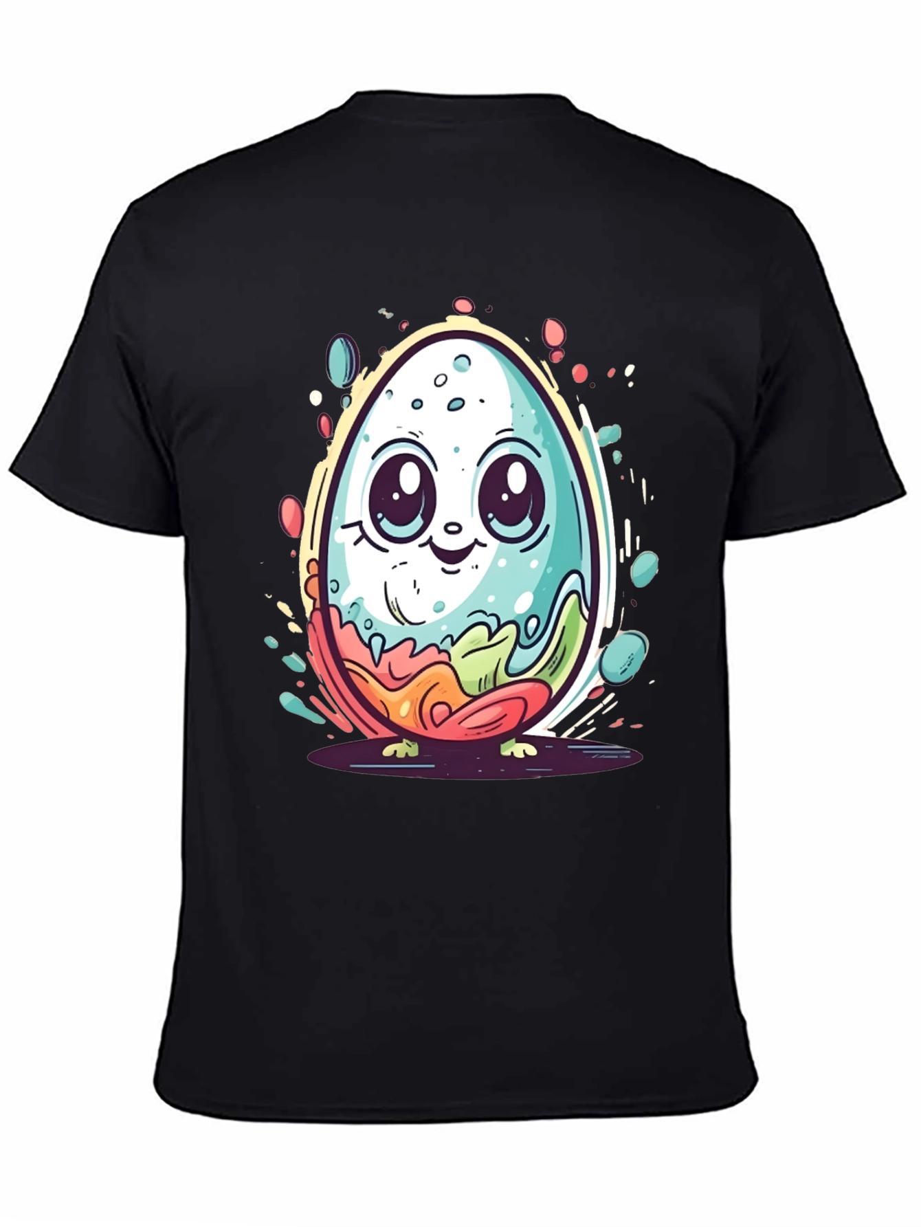 Cute Easter Egg Graphic Tee - Black