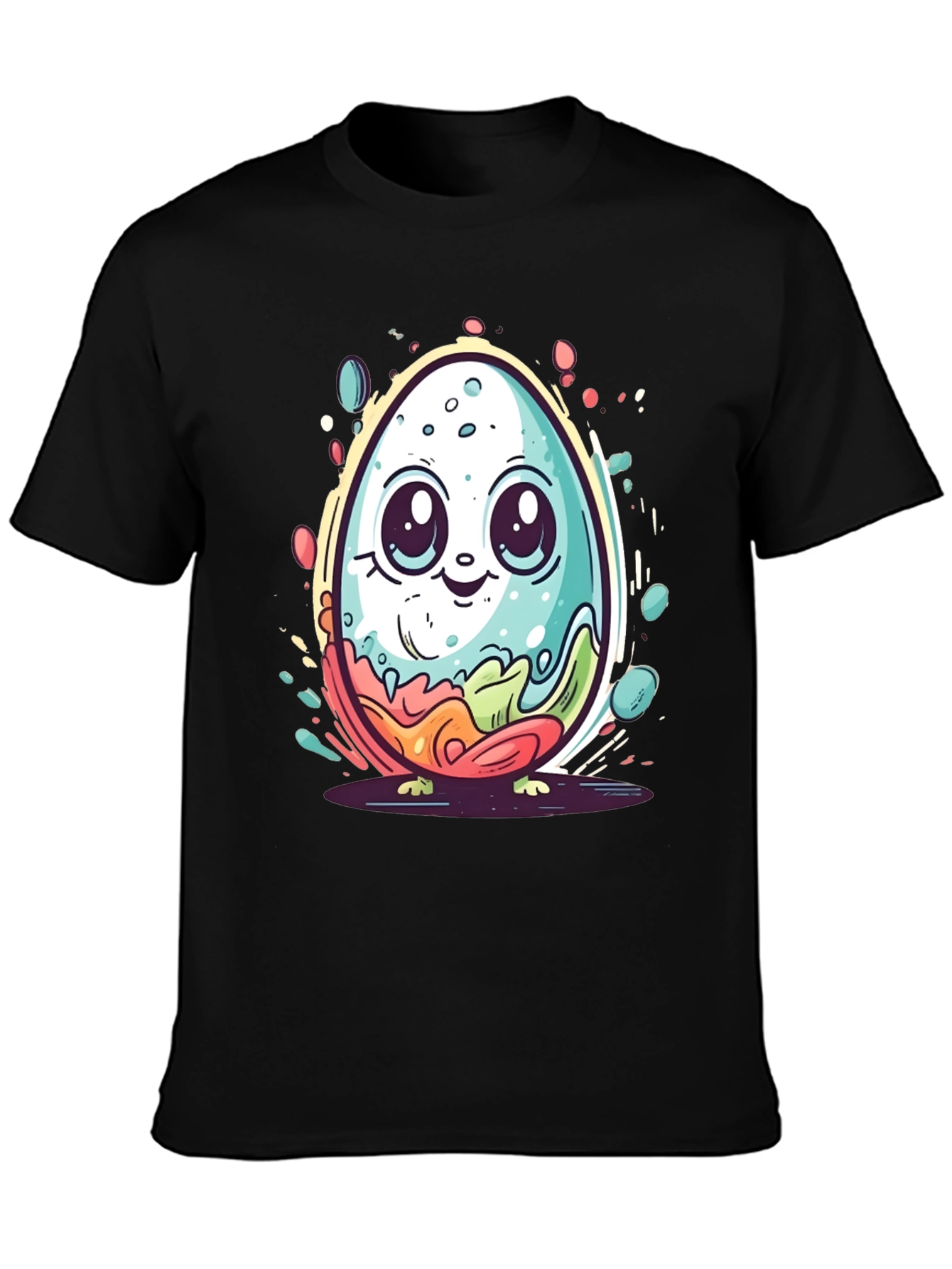 Cute Easter Egg Graphic Tee - Black