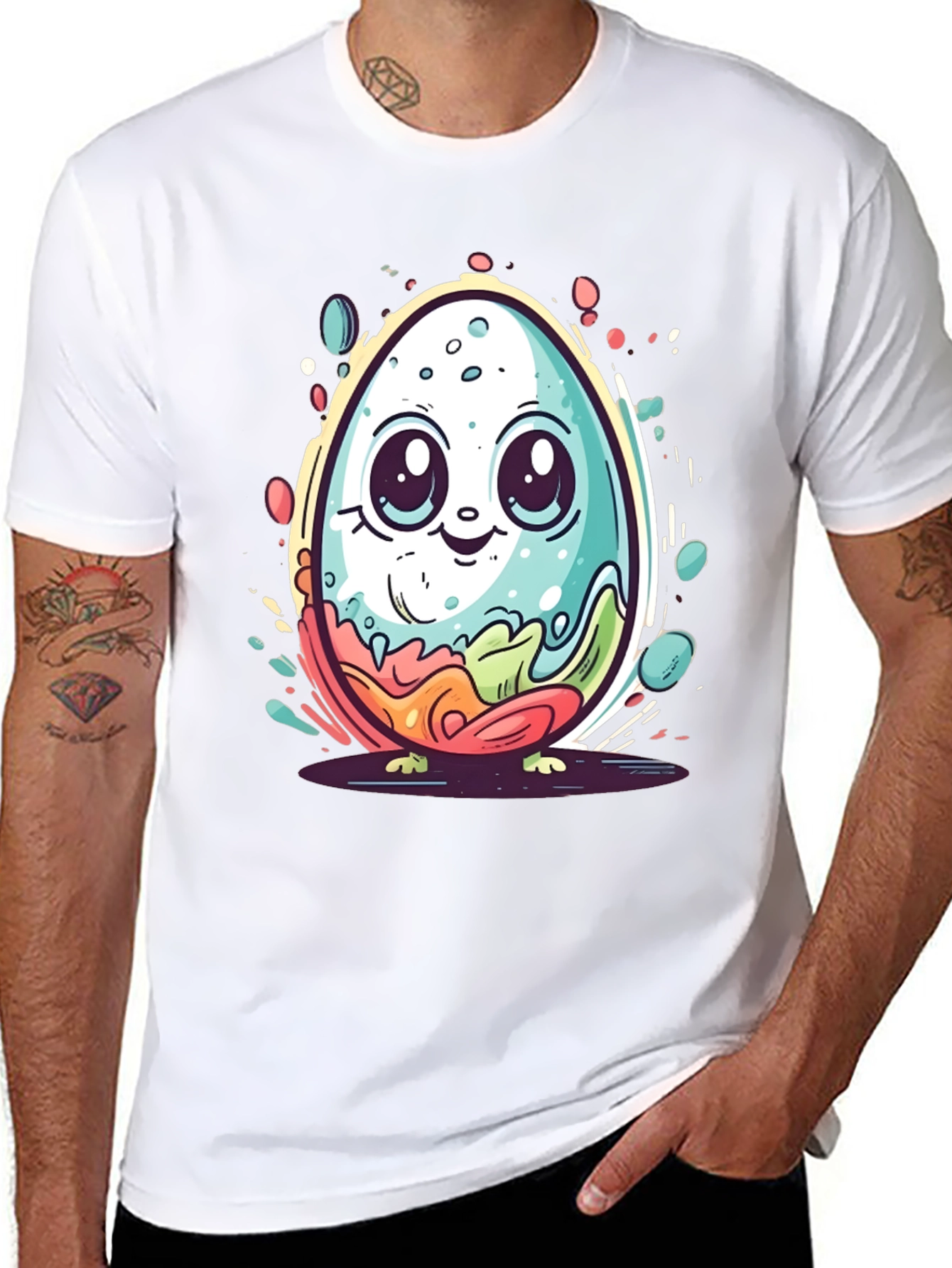Cute Easter Egg Graphic Tee - Black