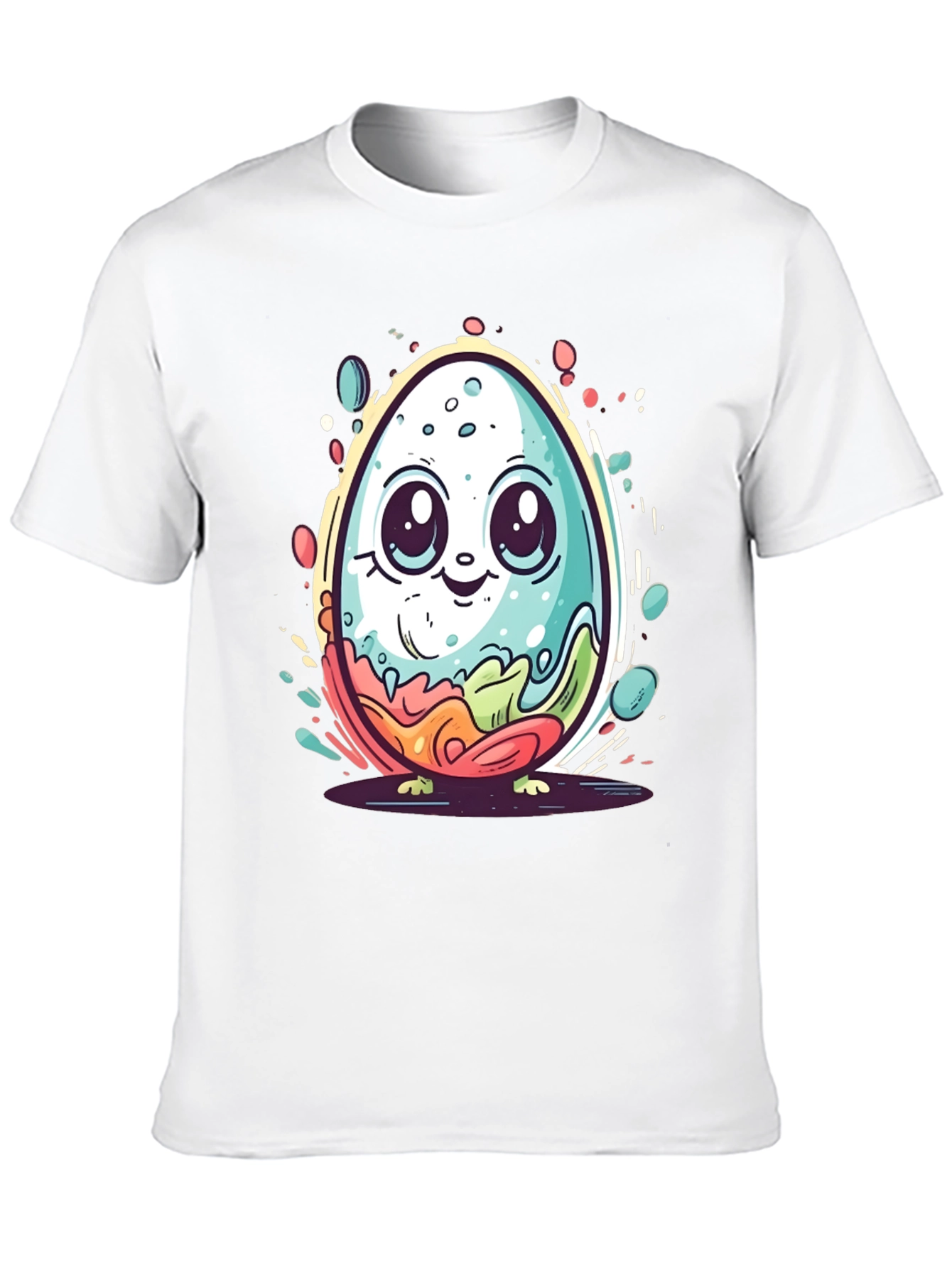 Cute Easter Egg Graphic Tee - Black