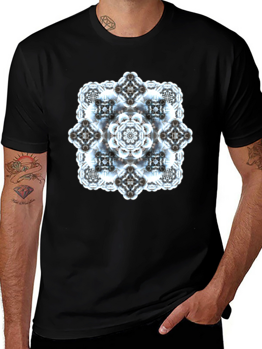 Abstract Fractal Print Black T-Shirt