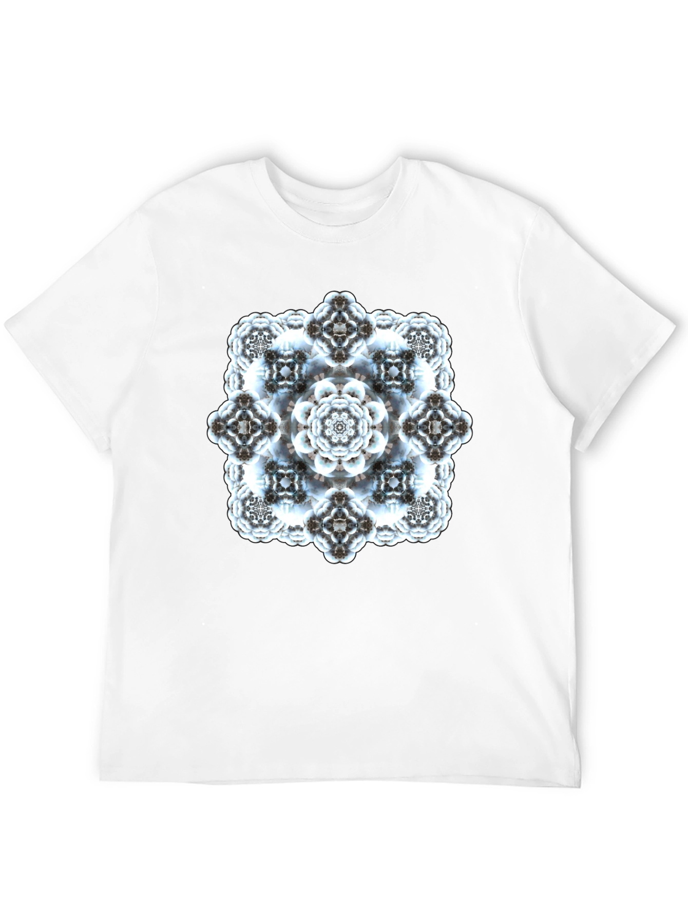 Abstract Fractal Print Black T-Shirt