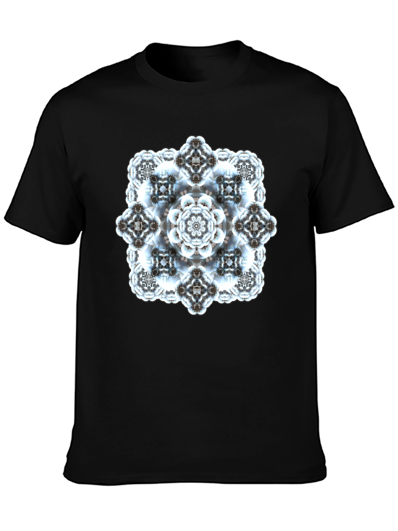 Abstract Fractal Print Black T-Shirt