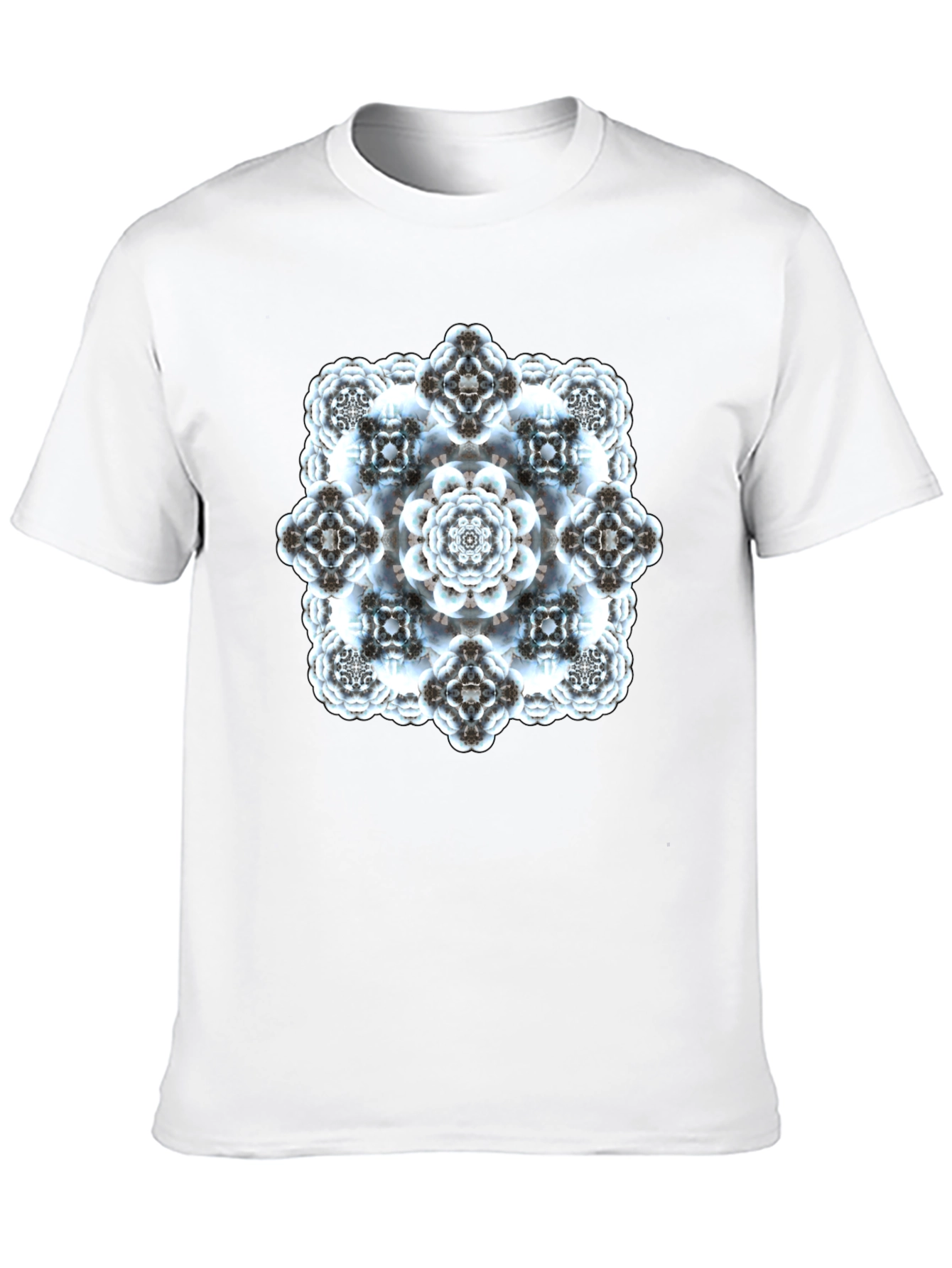 Abstract Fractal Print Black T-Shirt