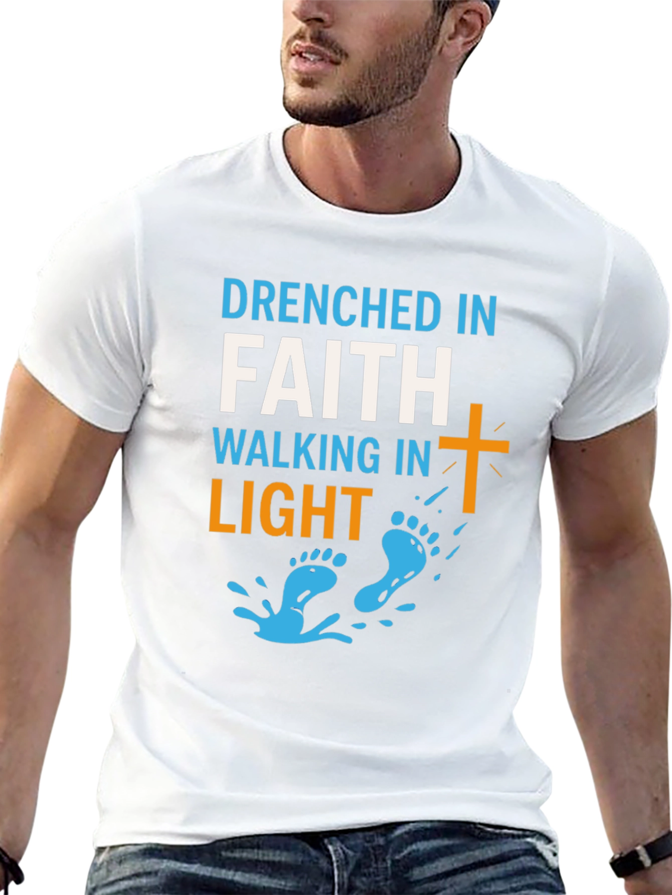 Drenched in Faith Walking in Light Graphic Tee