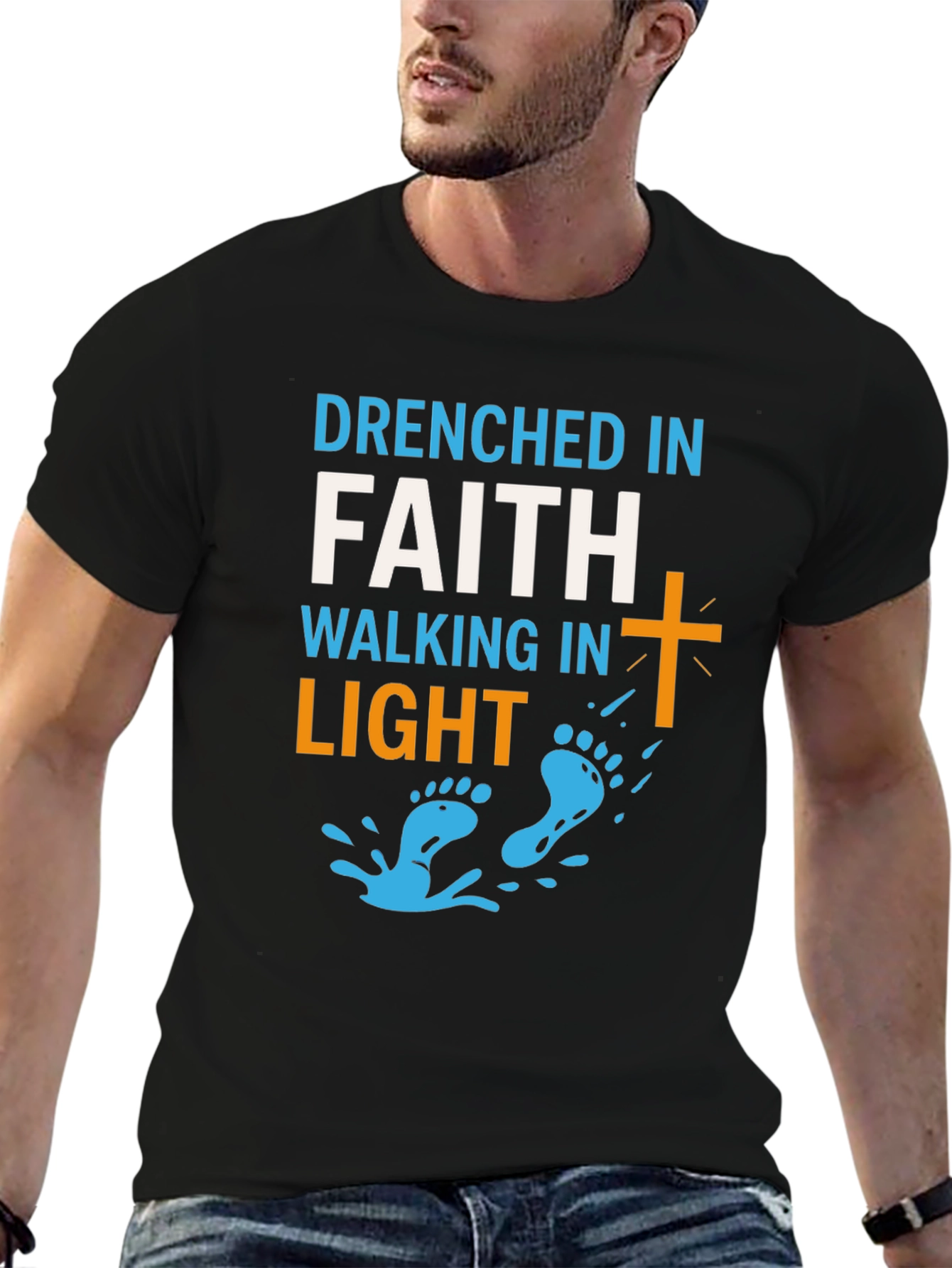 Drenched in Faith Walking in Light Graphic Tee