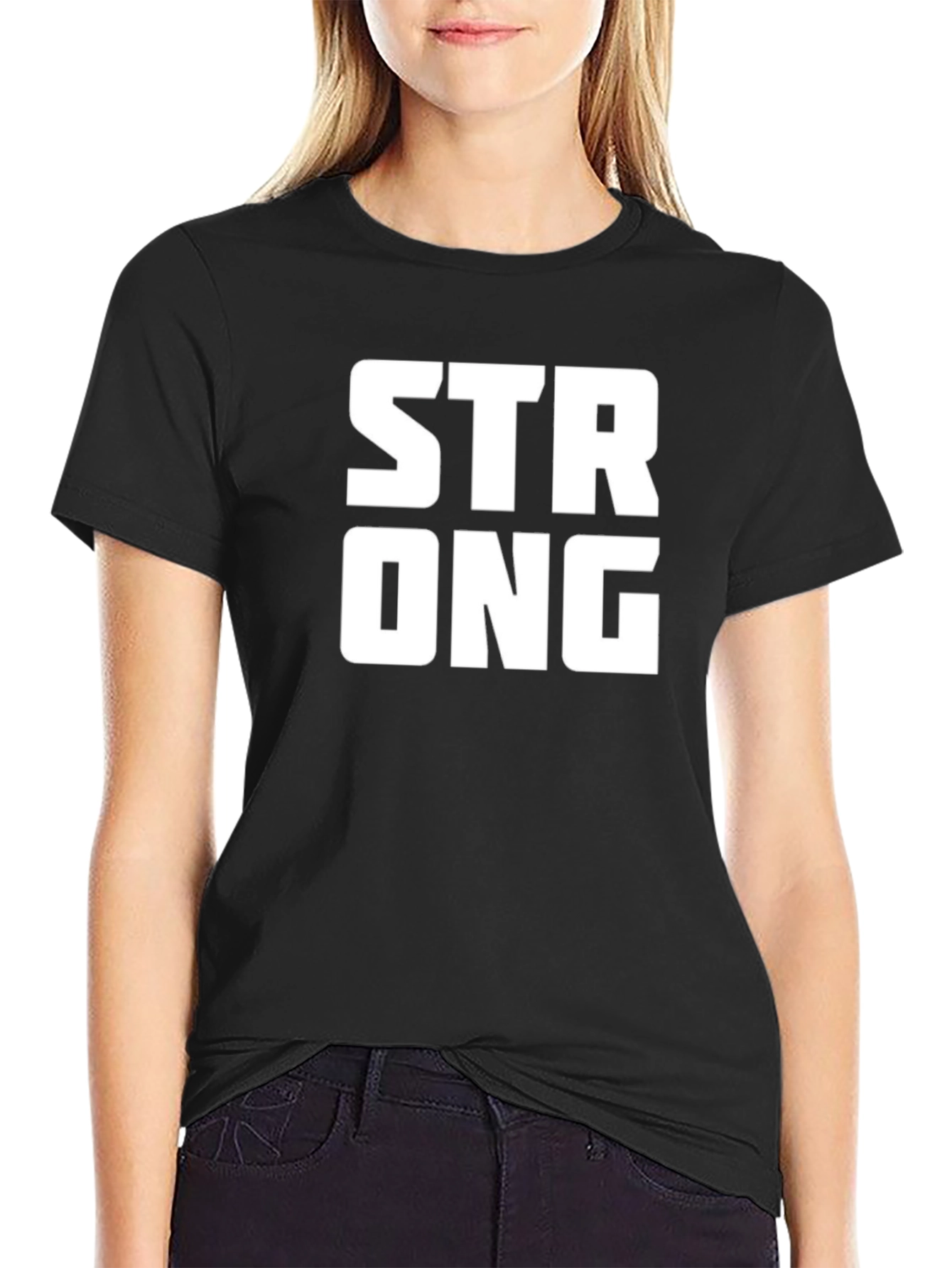 Strong Graphic Print Mens Black T-Shirt