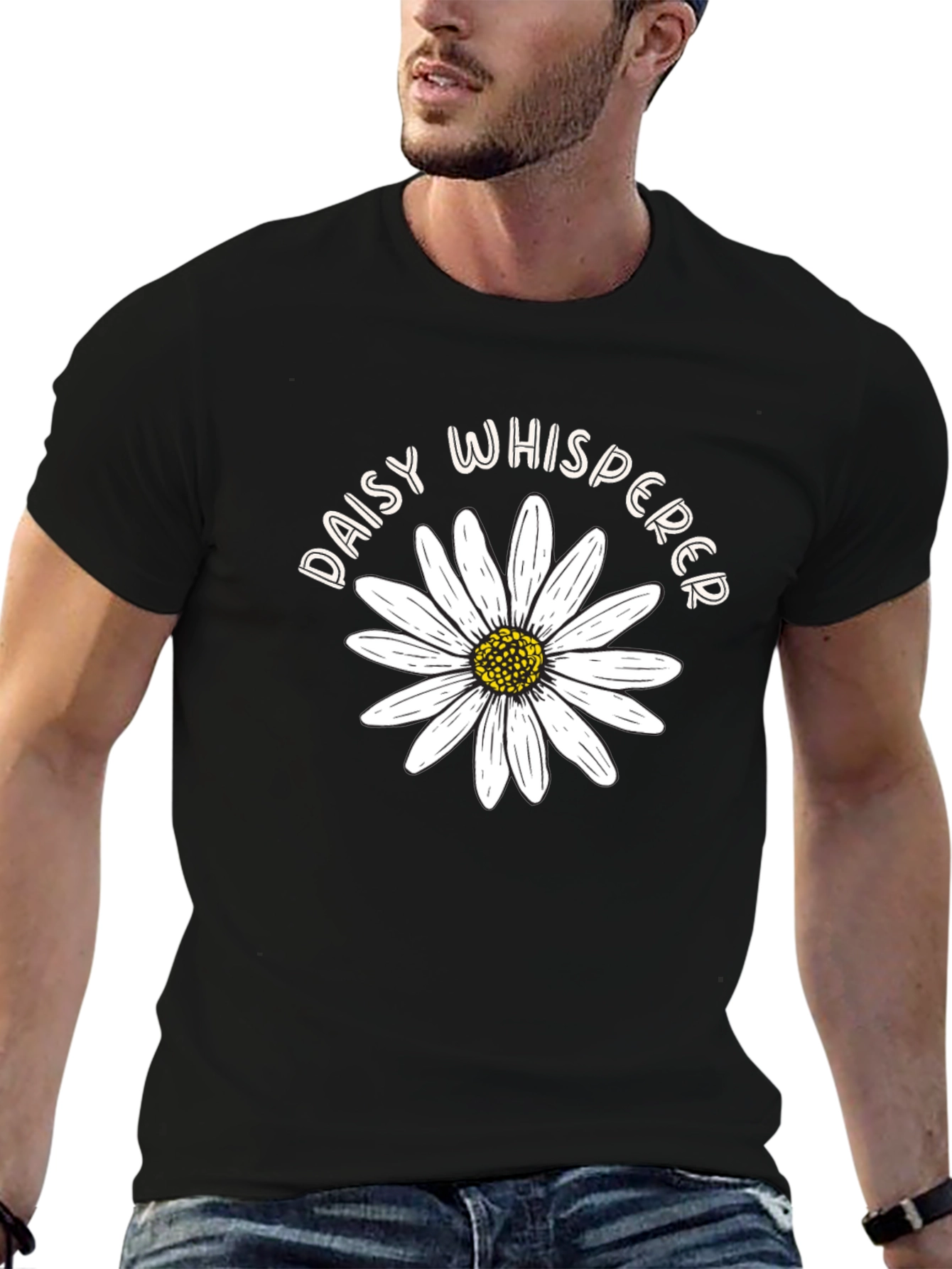 Daisy Whisperer Graphic Tee - Black Cotton T-Shirt