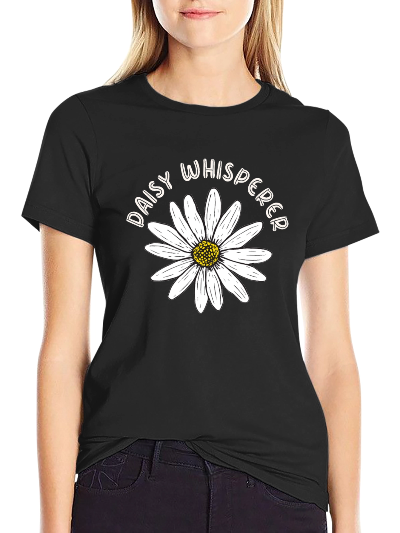 Daisy Whisperer Graphic Tee - Black Cotton T-Shirt