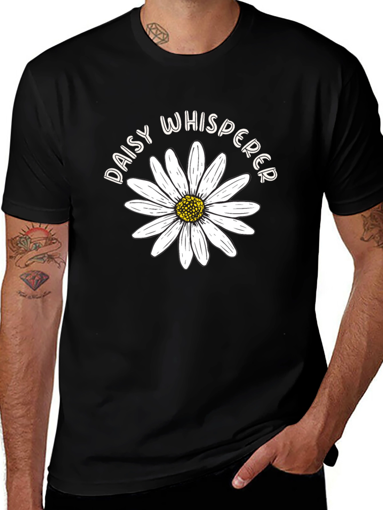 Daisy Whisperer Graphic Tee - Black Cotton T-Shirt