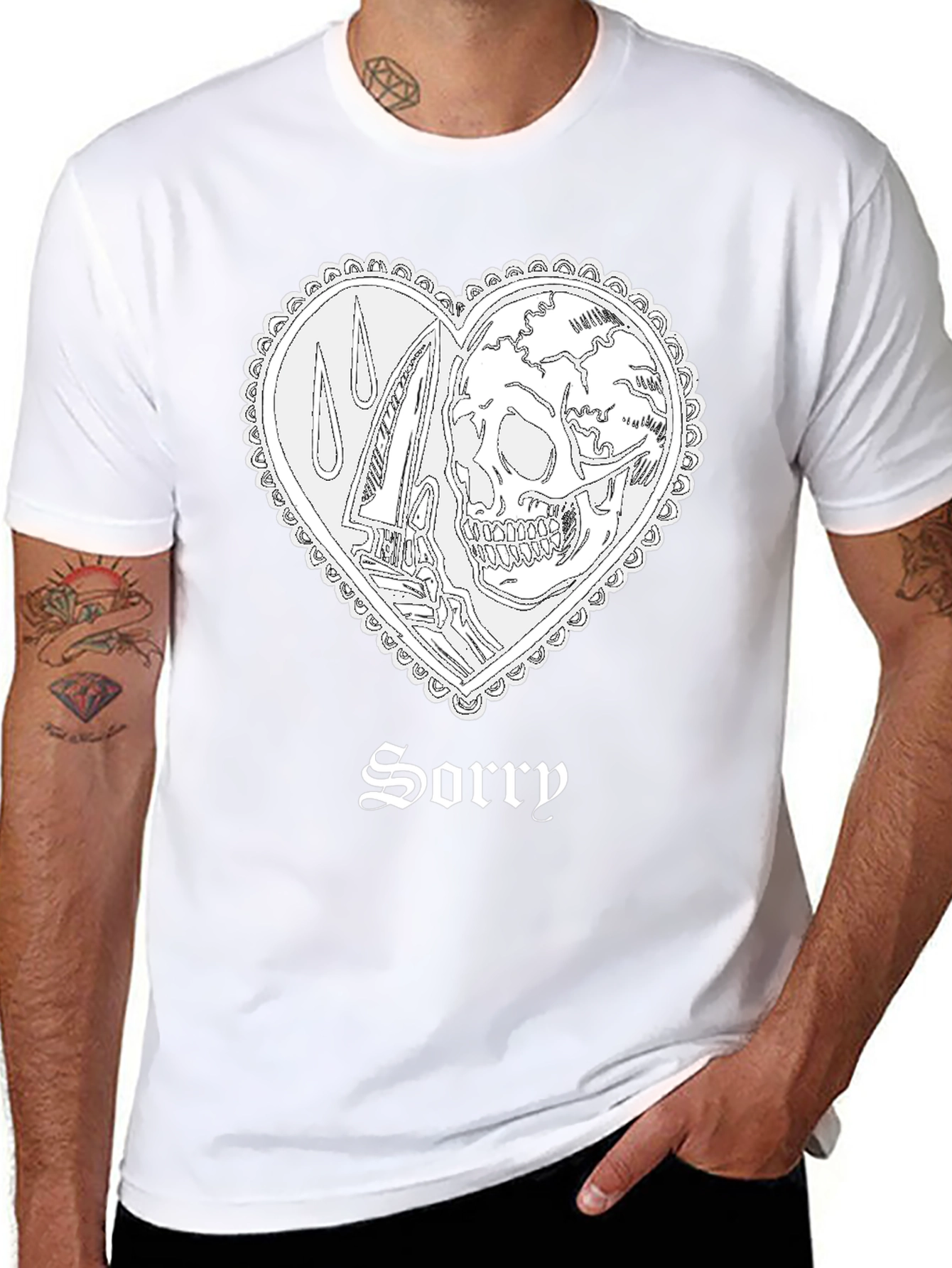 Sorry Skull Heart T-Shirt - Edgy Graphic Tee