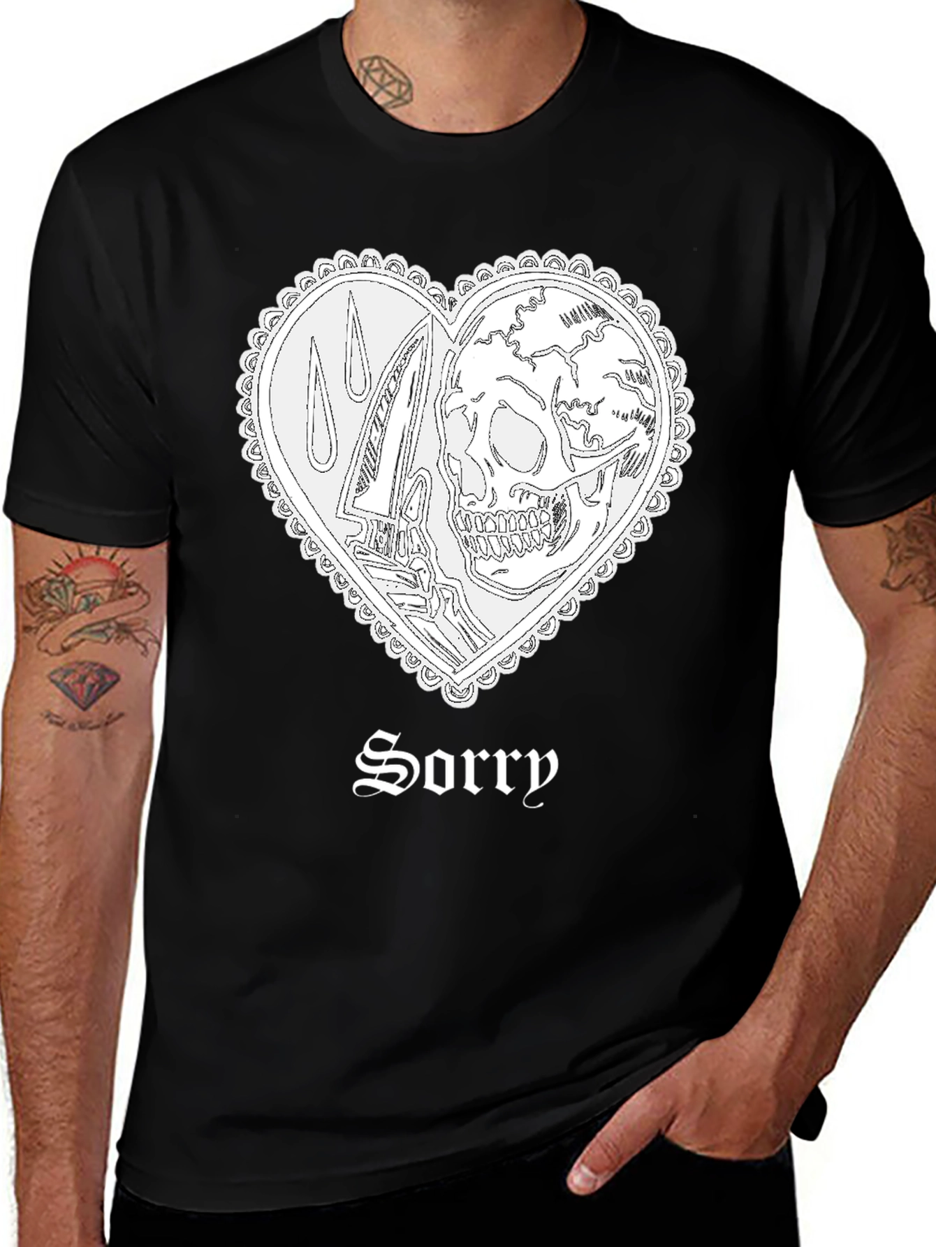 Sorry Skull Heart T-Shirt - Edgy Graphic Tee