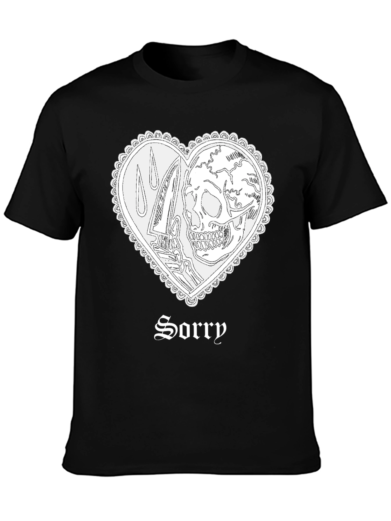 Sorry Skull Heart T-Shirt - Edgy Graphic Tee