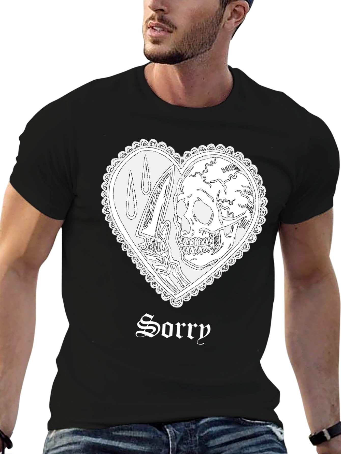 Sorry Skull Heart T-Shirt - Edgy Graphic Tee