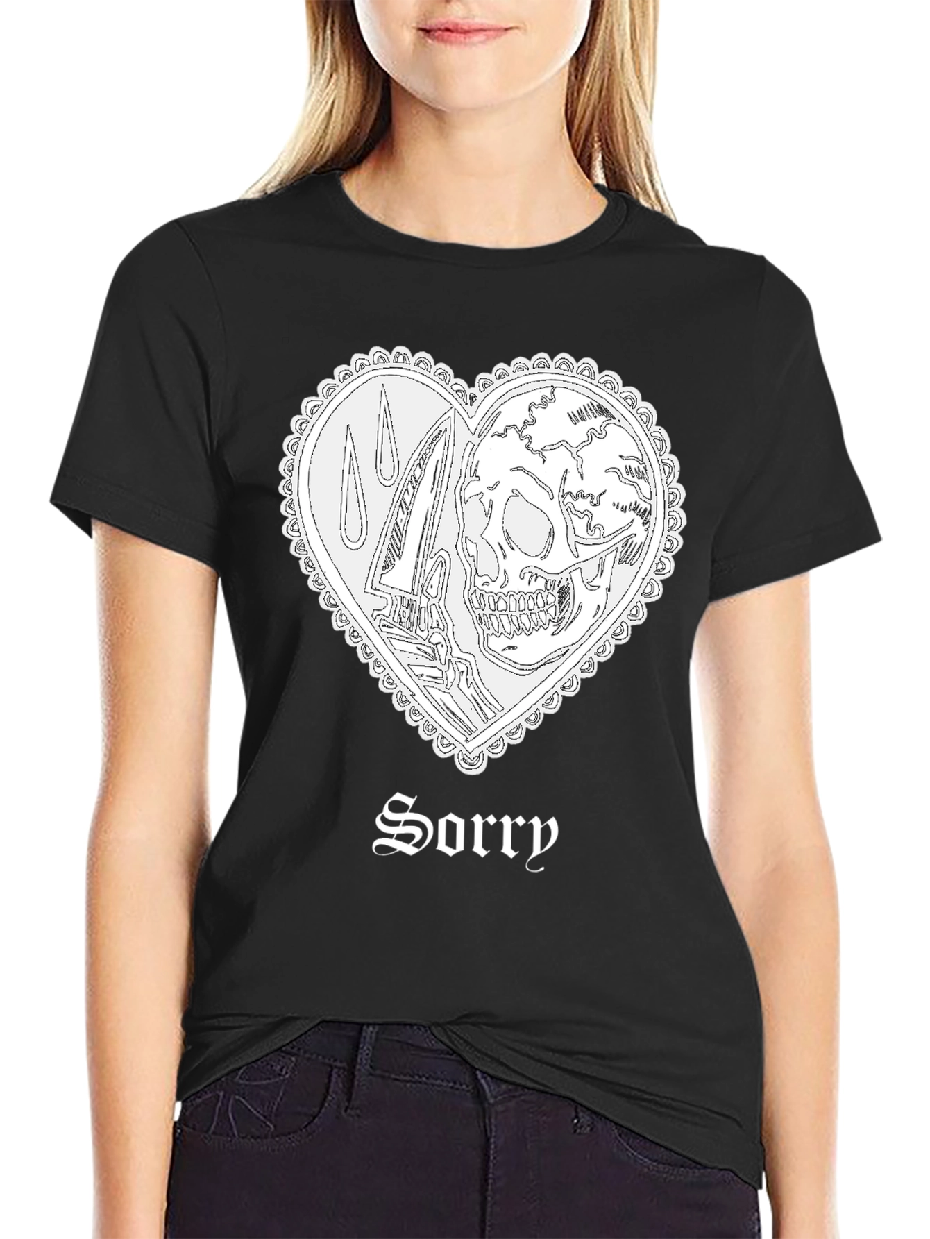 Sorry Skull Heart T-Shirt - Edgy Graphic Tee
