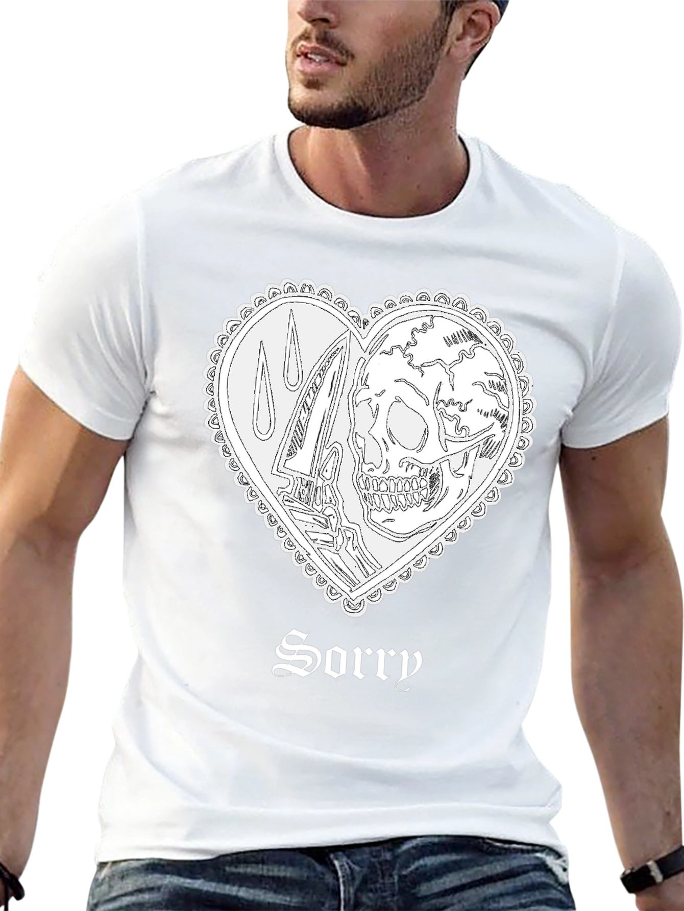 Sorry Skull Heart T-Shirt - Edgy Graphic Tee