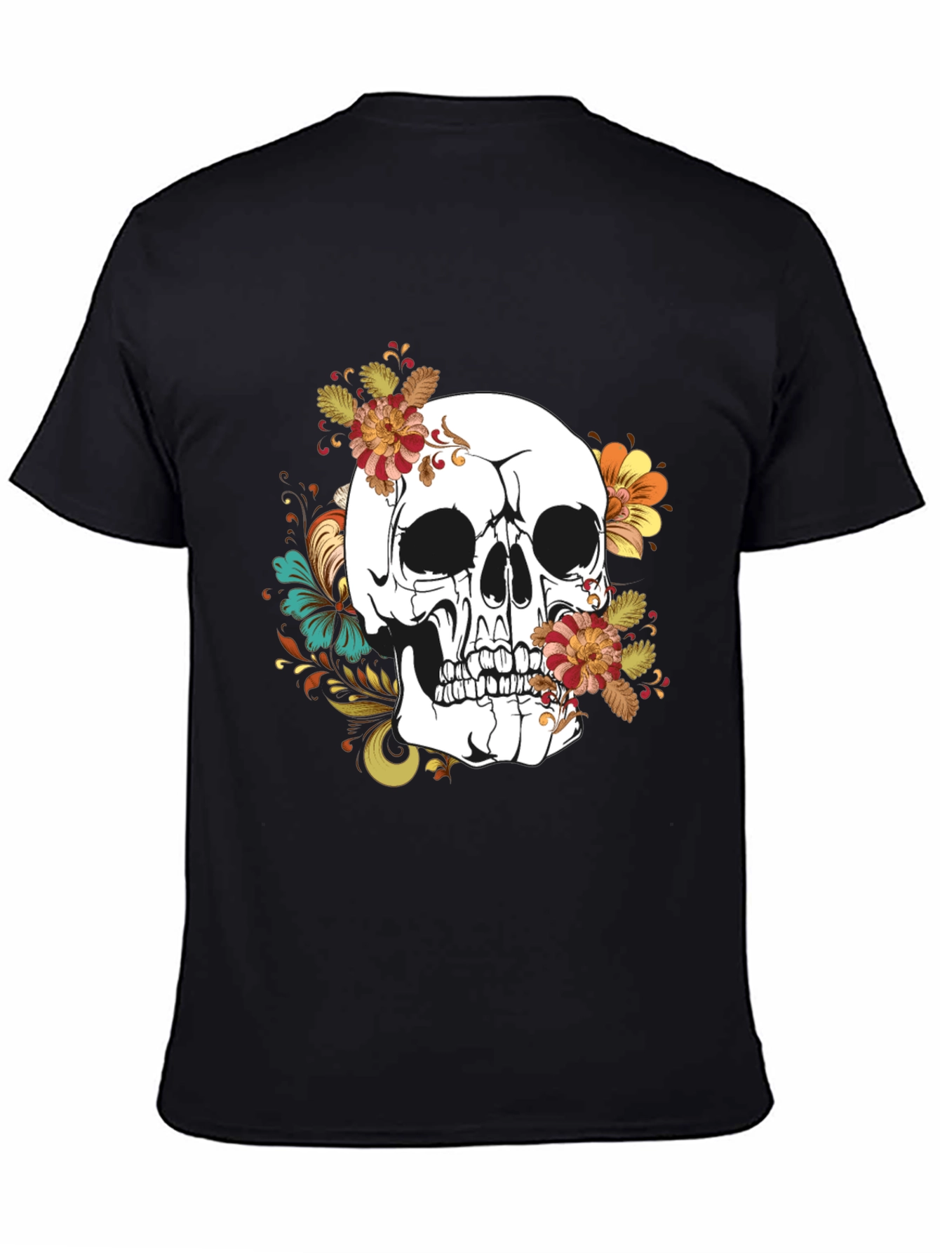 Floral Skull Graphic T-Shirt - Mens