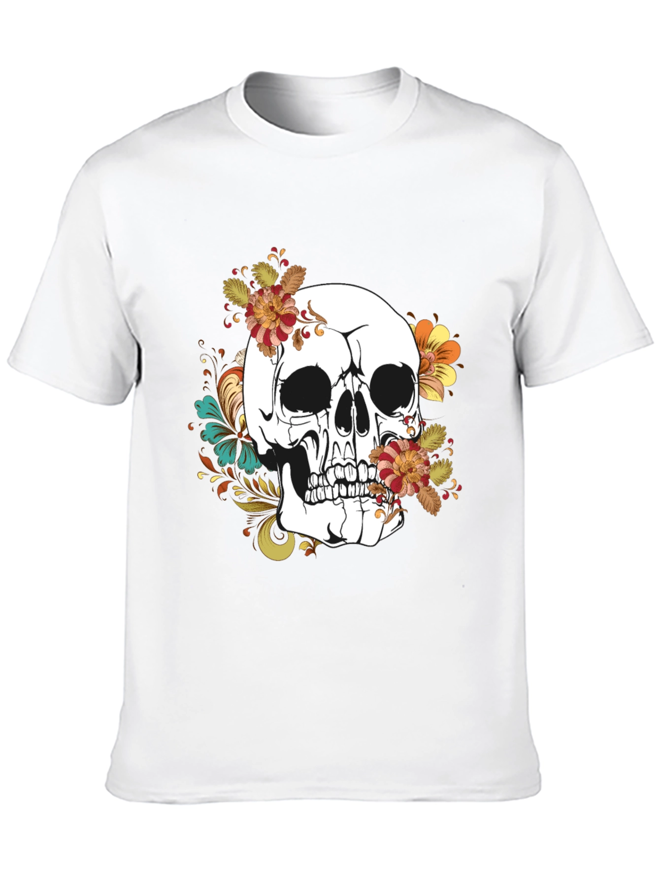 Floral Skull Graphic T-Shirt - Mens