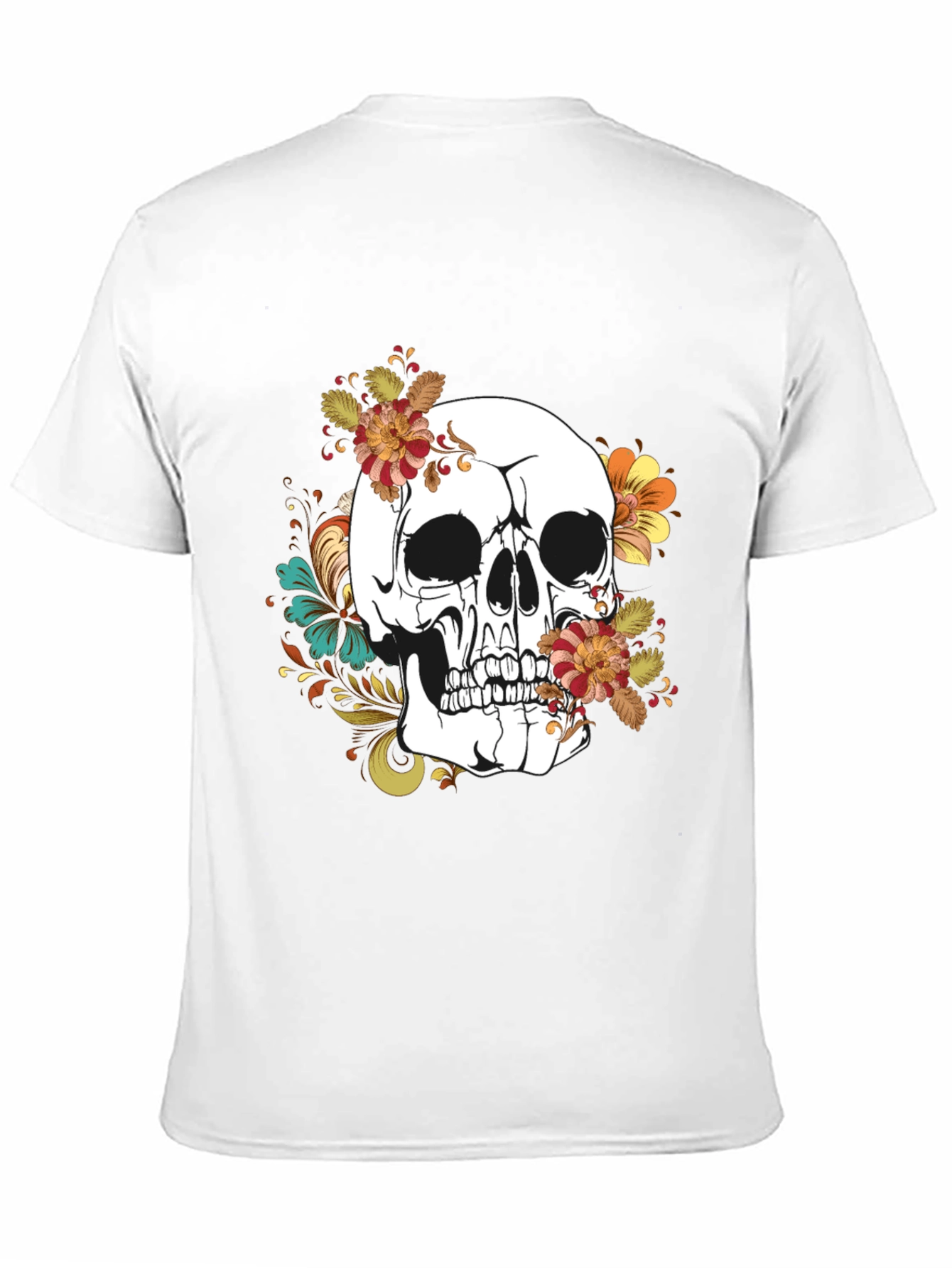 Floral Skull Graphic T-Shirt - Mens