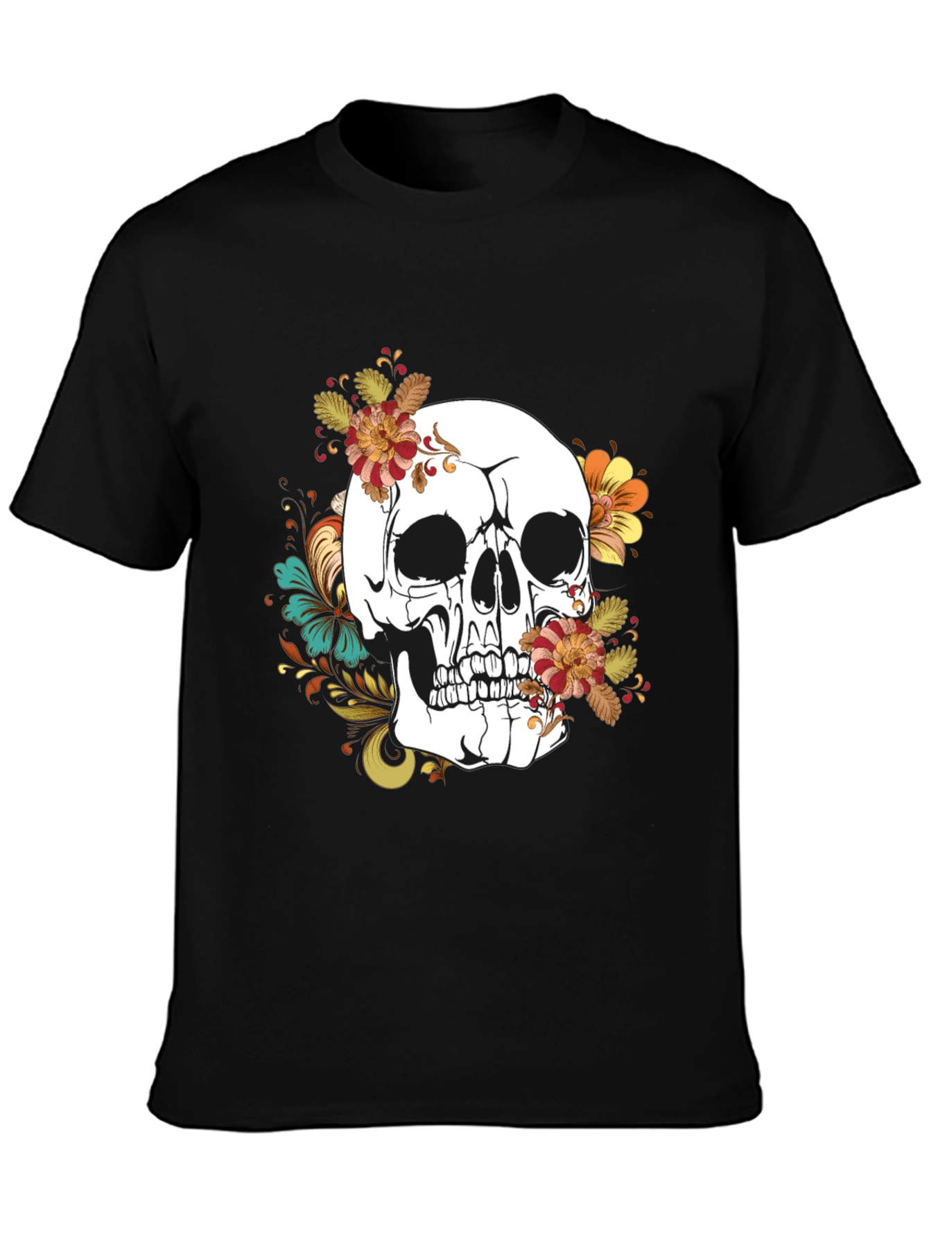 Floral Skull Graphic T-Shirt - Mens