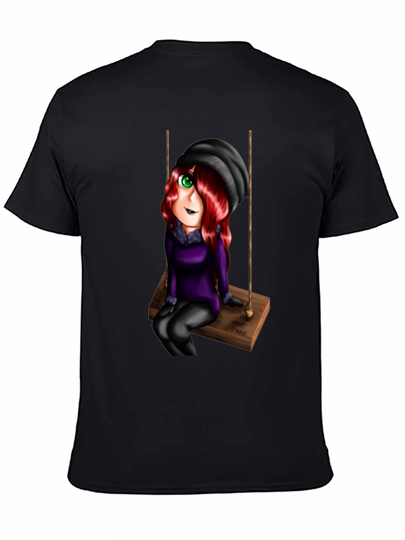 Cartoon Girl on Swing Graphic T-Shirt