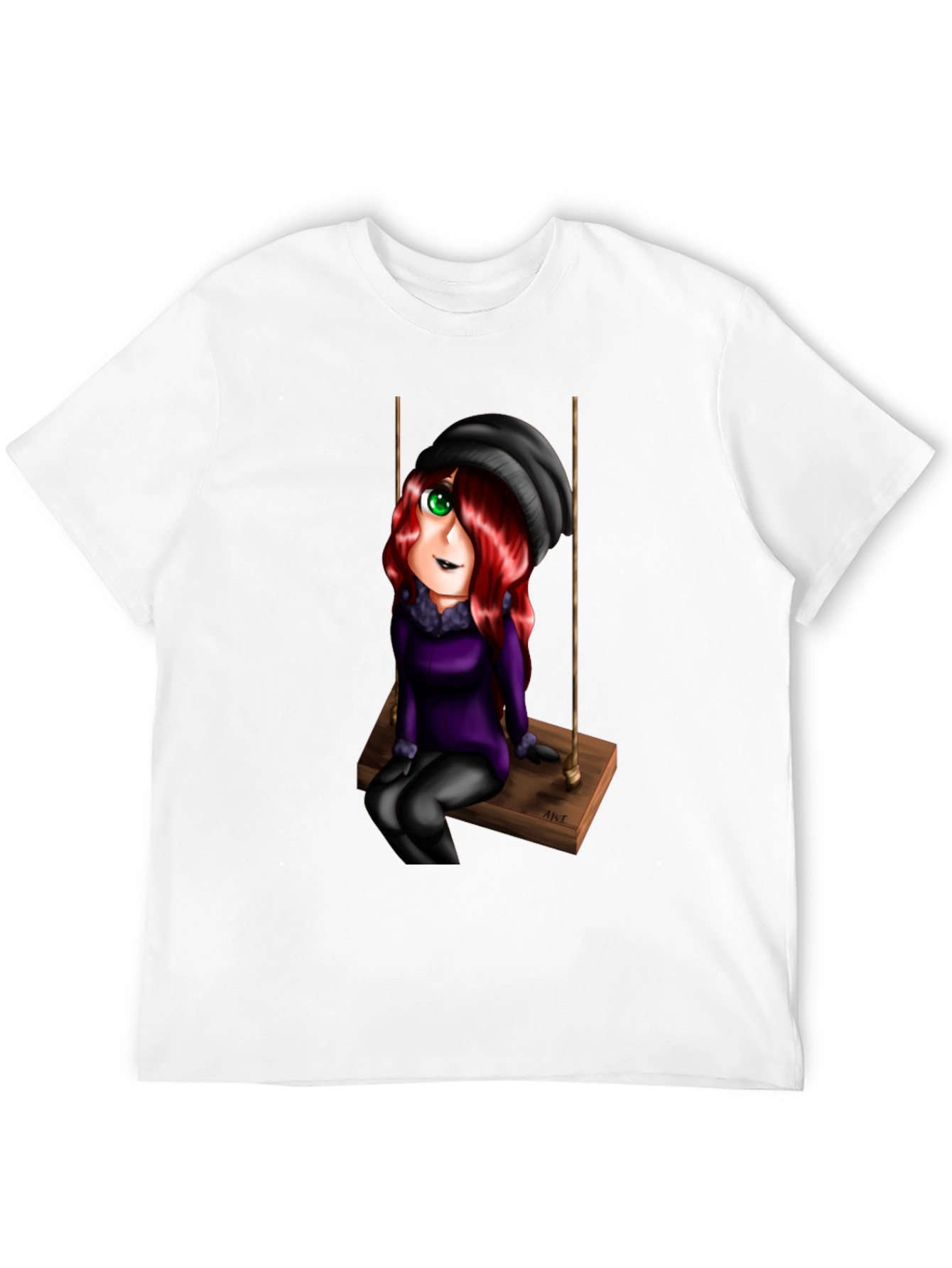 Cartoon Girl on Swing Graphic T-Shirt
