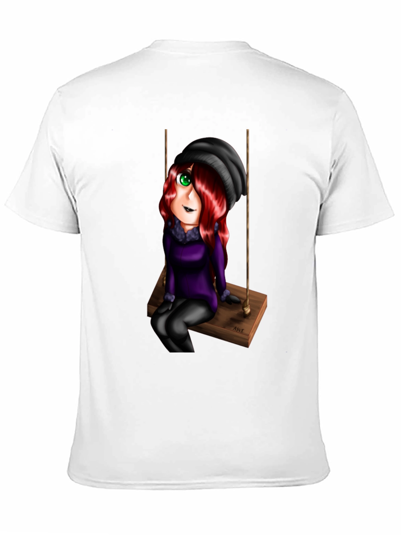 Cartoon Girl on Swing Graphic T-Shirt