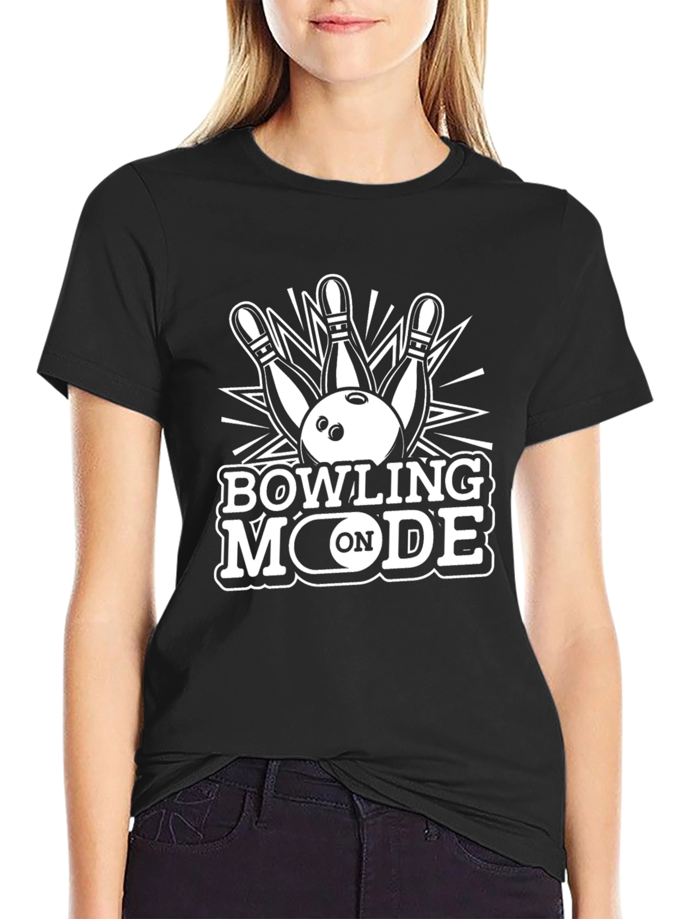 Bowling Mode On Black T-Shirt