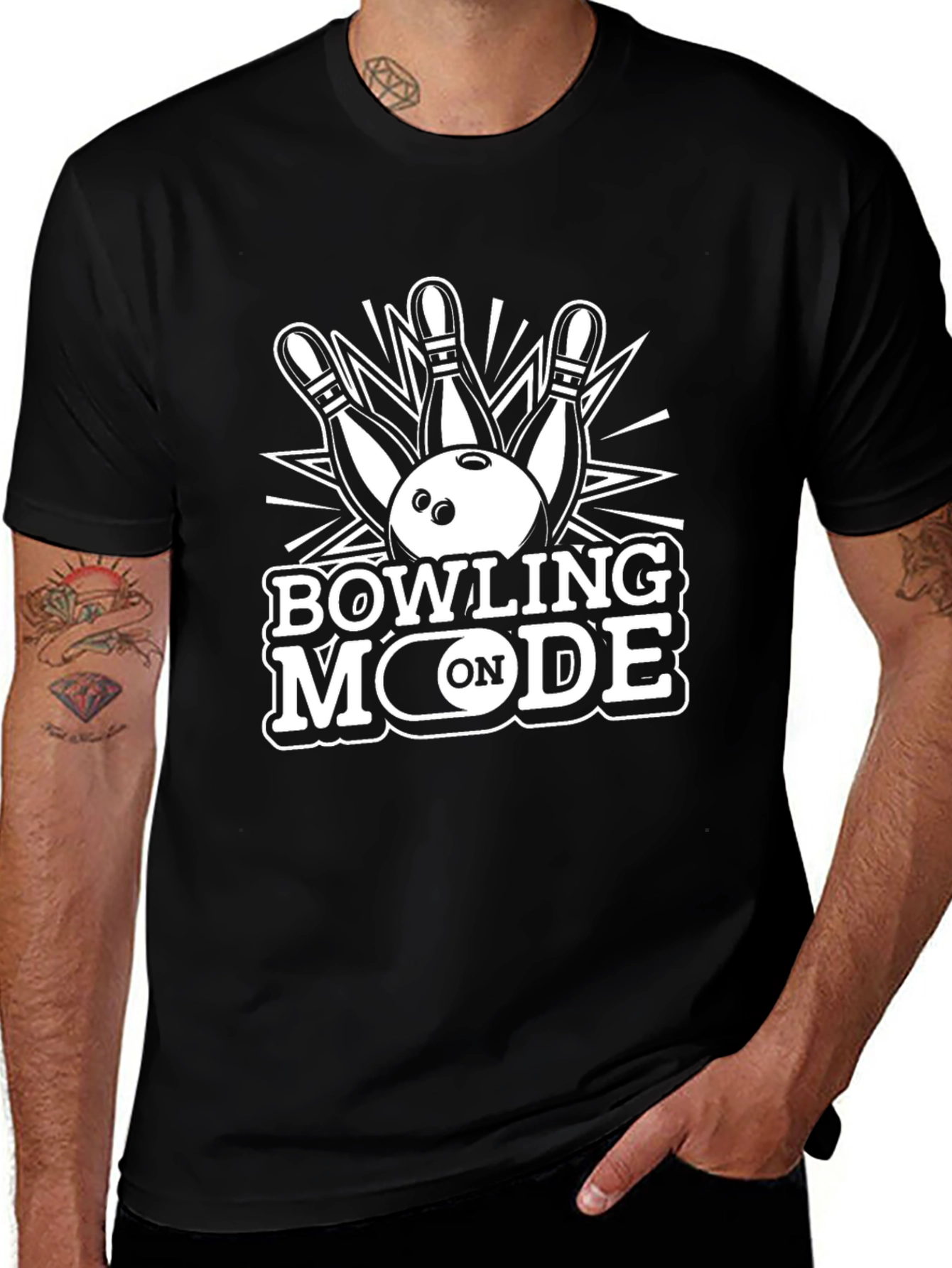 Bowling Mode On Black T-Shirt