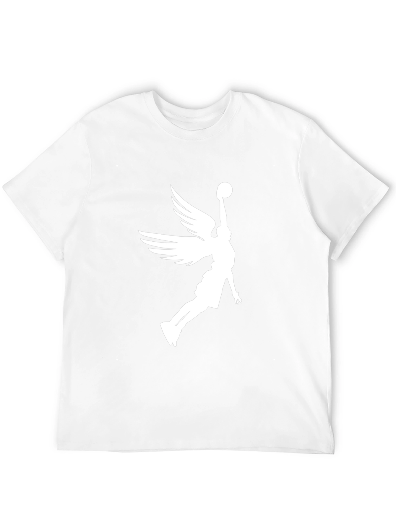 Angel Wing Basketball Graphic Tee - Black Cotton Blend