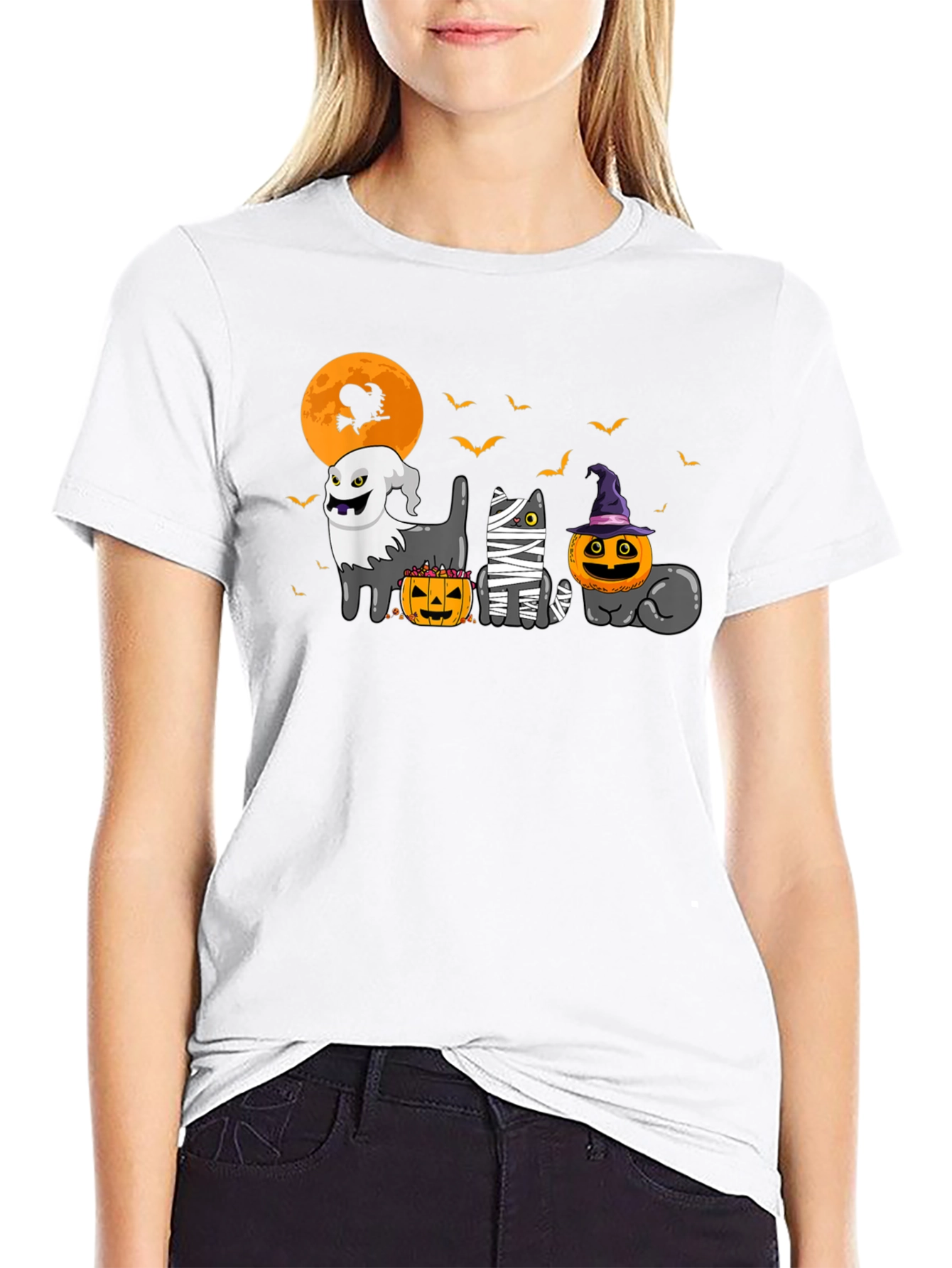 Halloween Cats Black T-Shirt