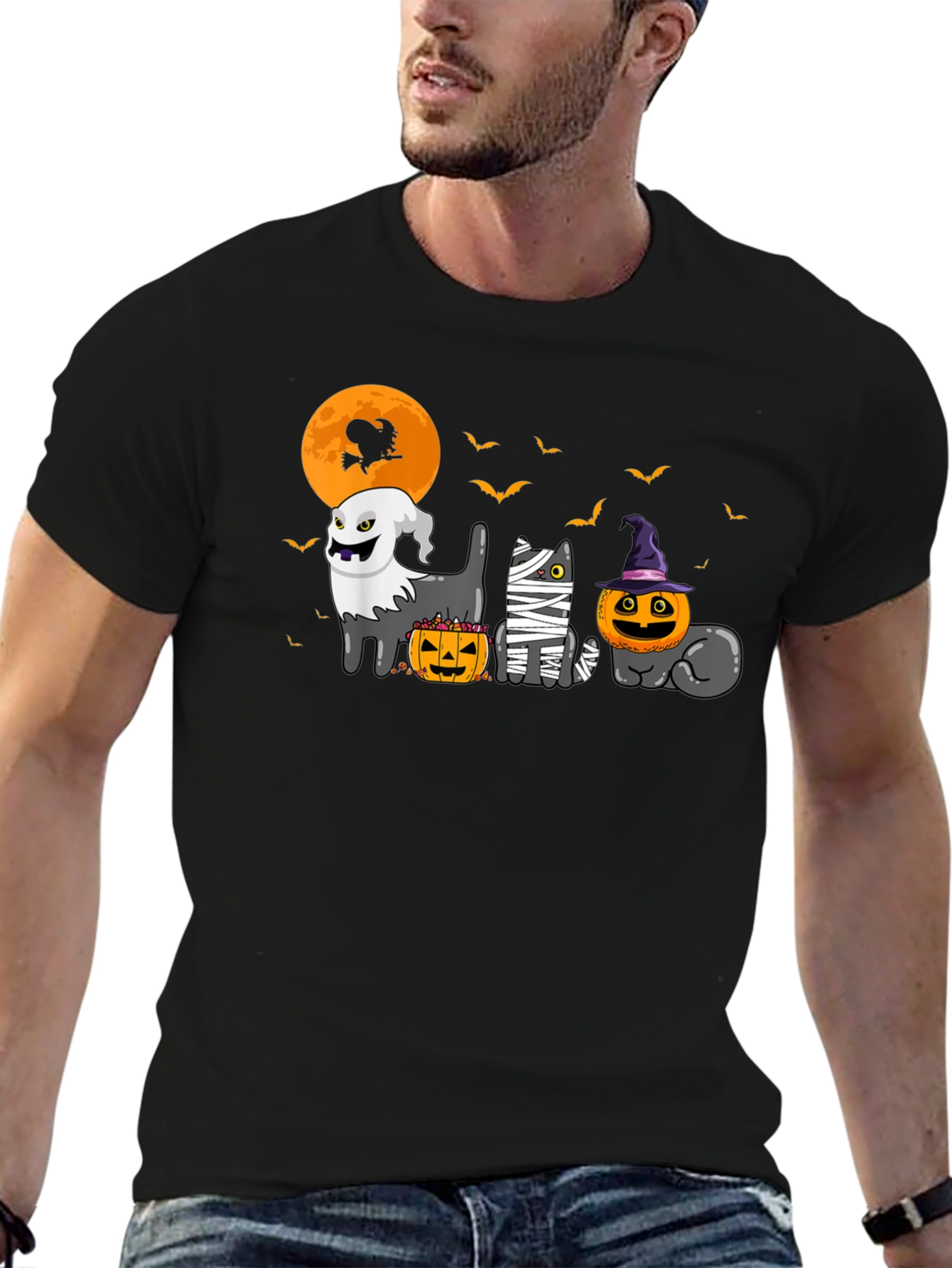 Halloween Cats Black T-Shirt