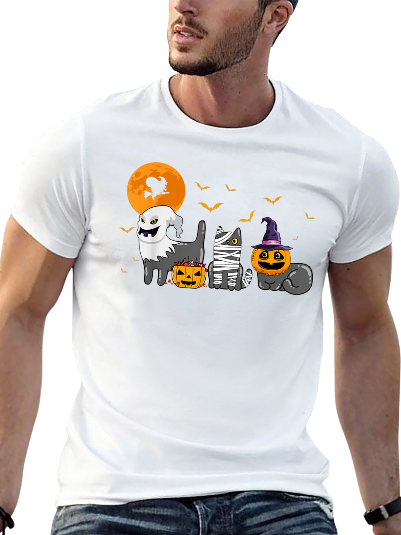 Halloween Cats Black T-Shirt