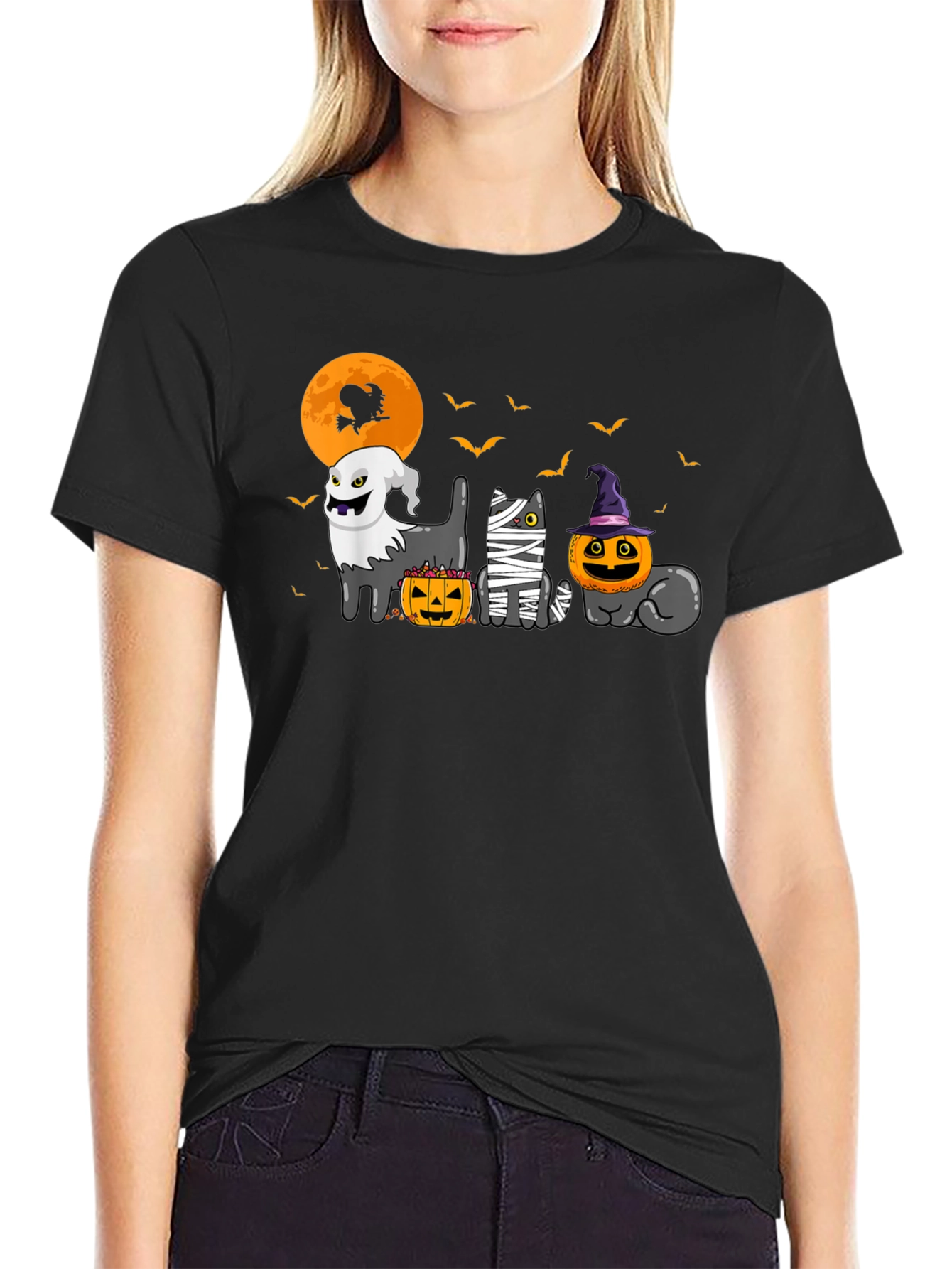 Halloween Cats Black T-Shirt