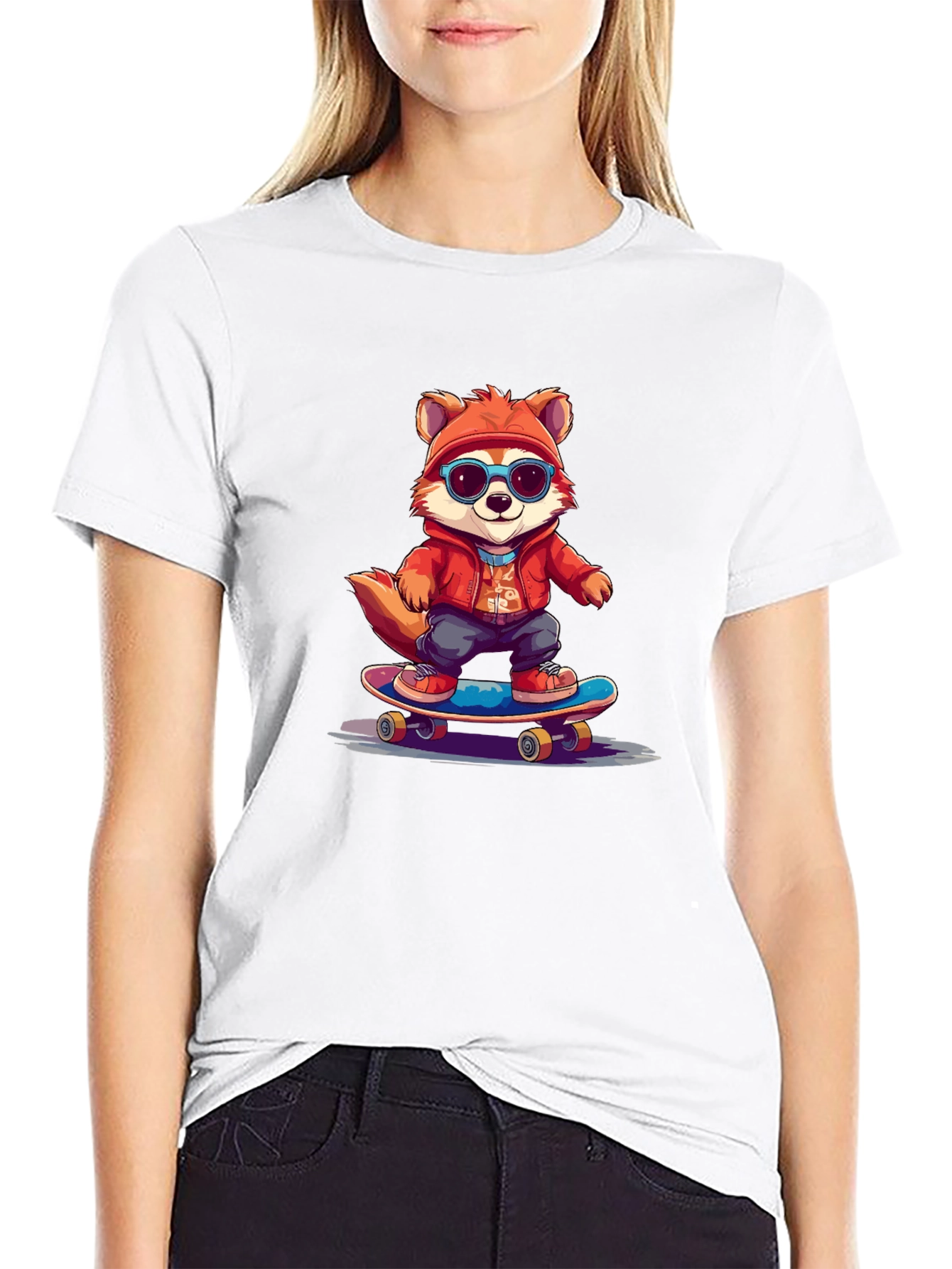 Cool Fox Skateboarder Graphic Tee