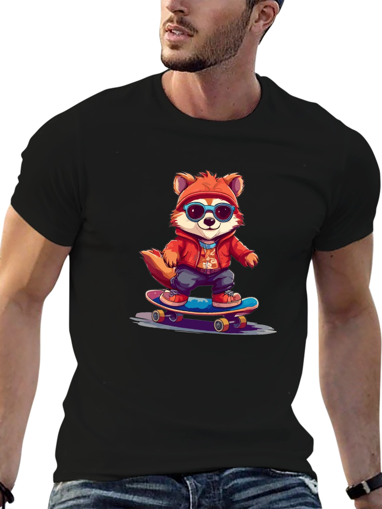 Cool Fox Skateboarder Graphic Tee