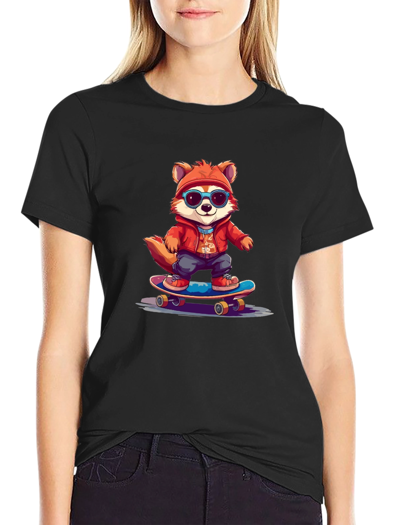 Cool Fox Skateboarder Graphic Tee