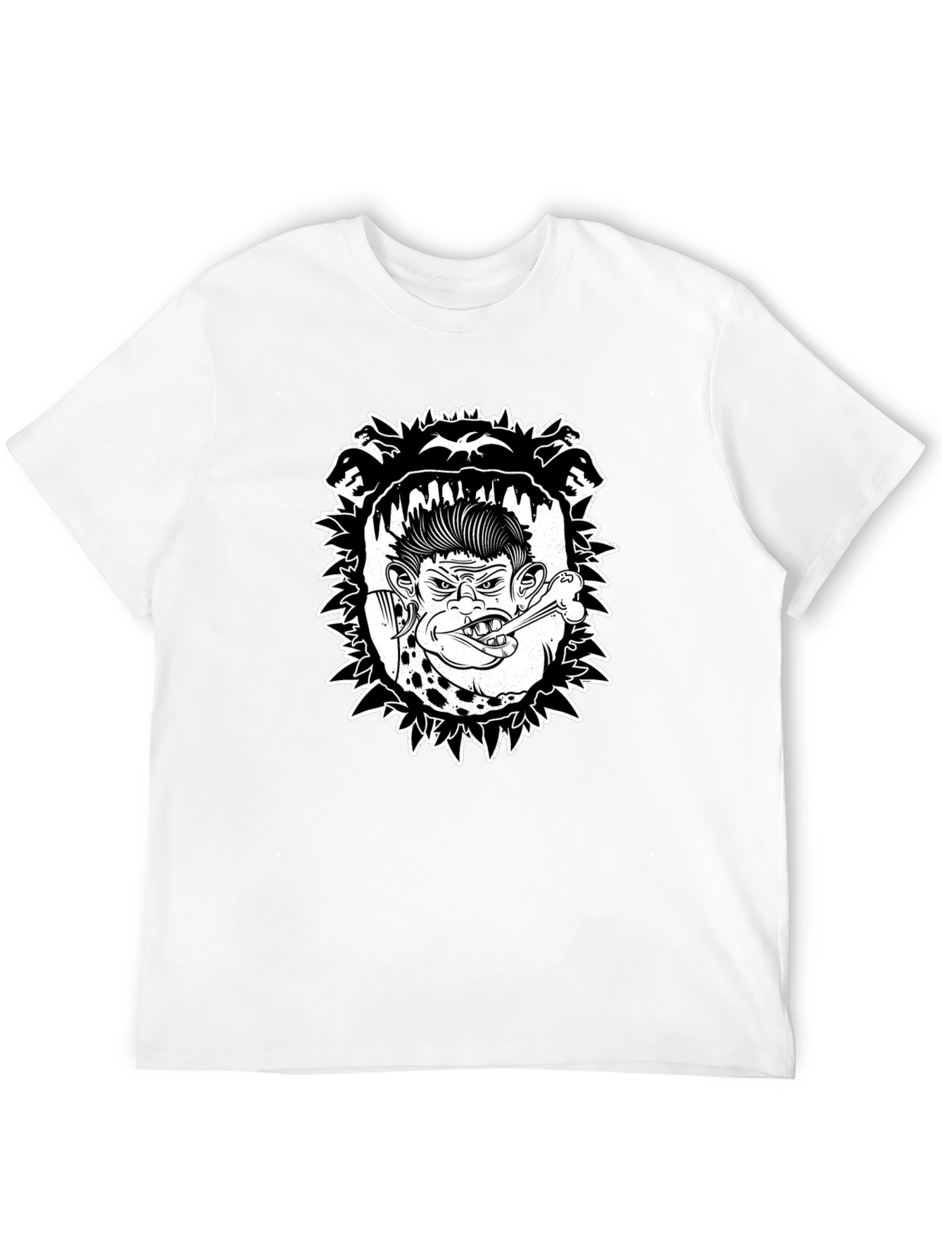 Edgy Punk Rocker Ape Graphic Tee - Black