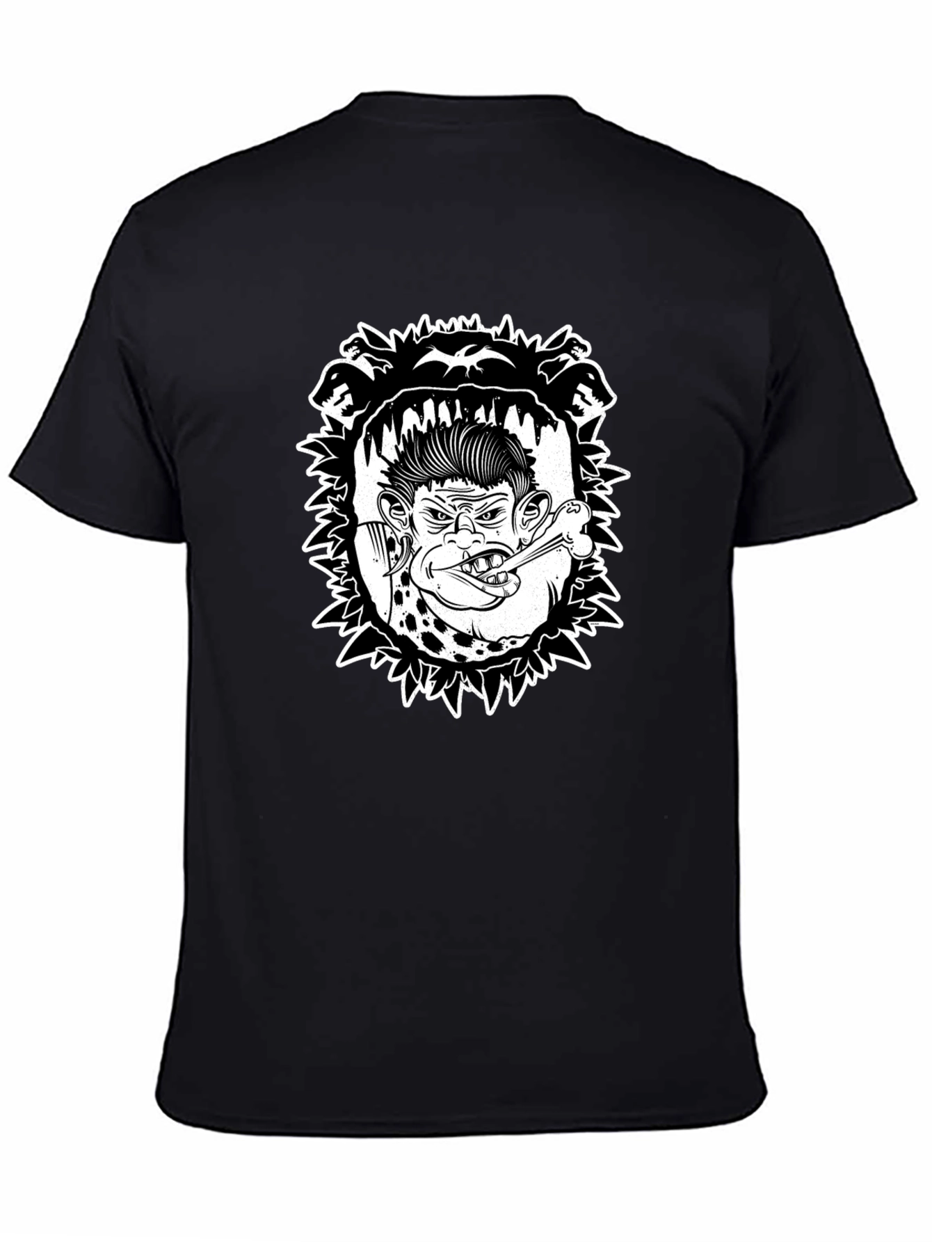 Edgy Punk Rocker Ape Graphic Tee - Black