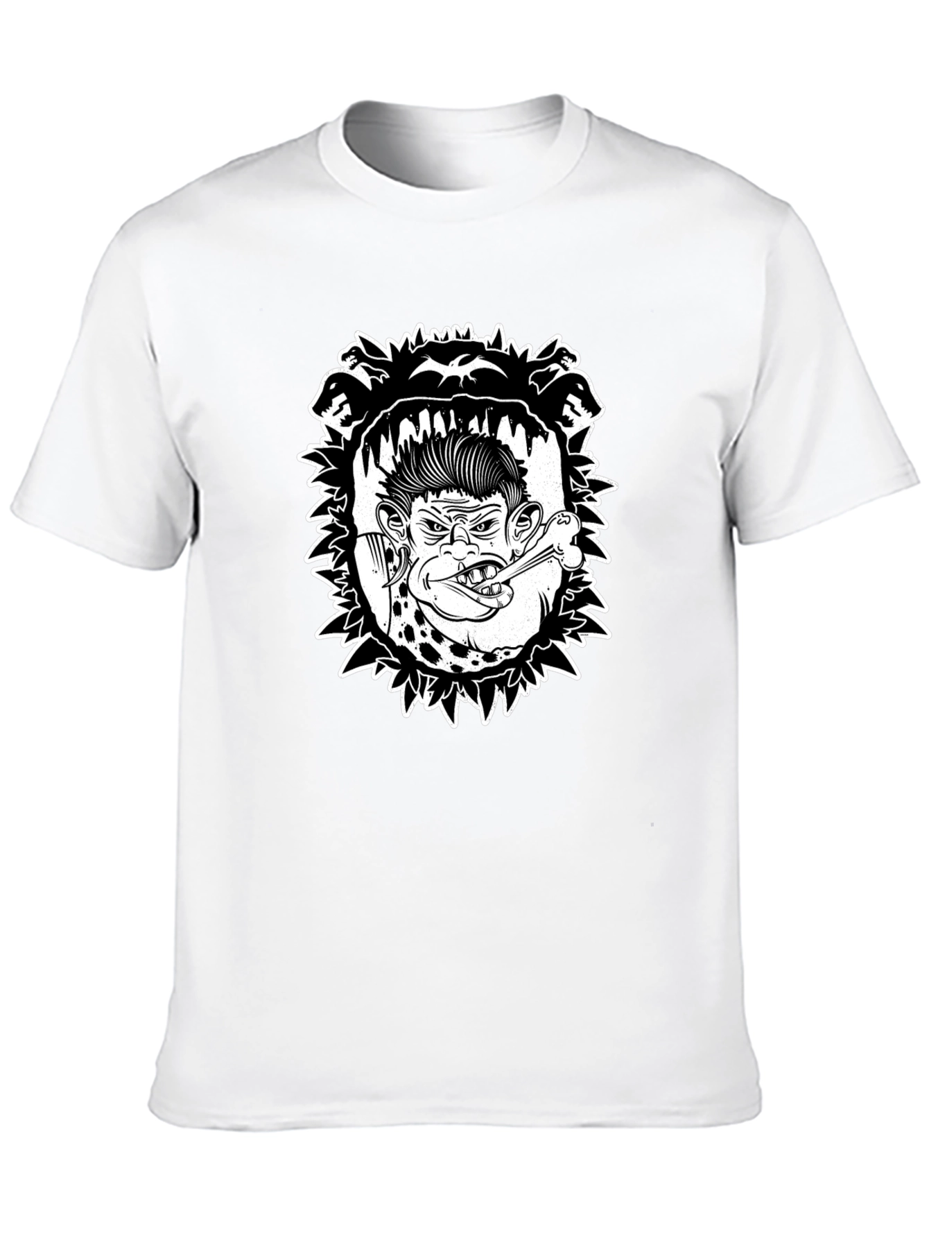 Edgy Punk Rocker Ape Graphic Tee - Black