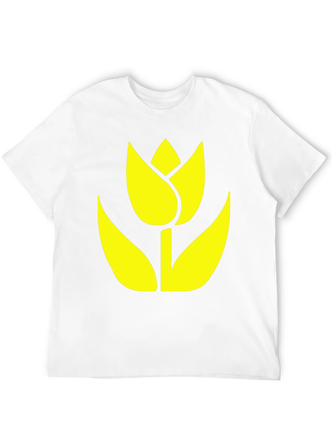Black T-Shirt with Yellow Tulip Graphic