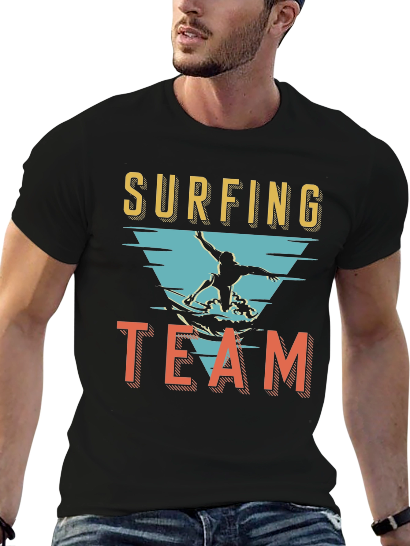 Surfing Team Graphic T-Shirt - Black
