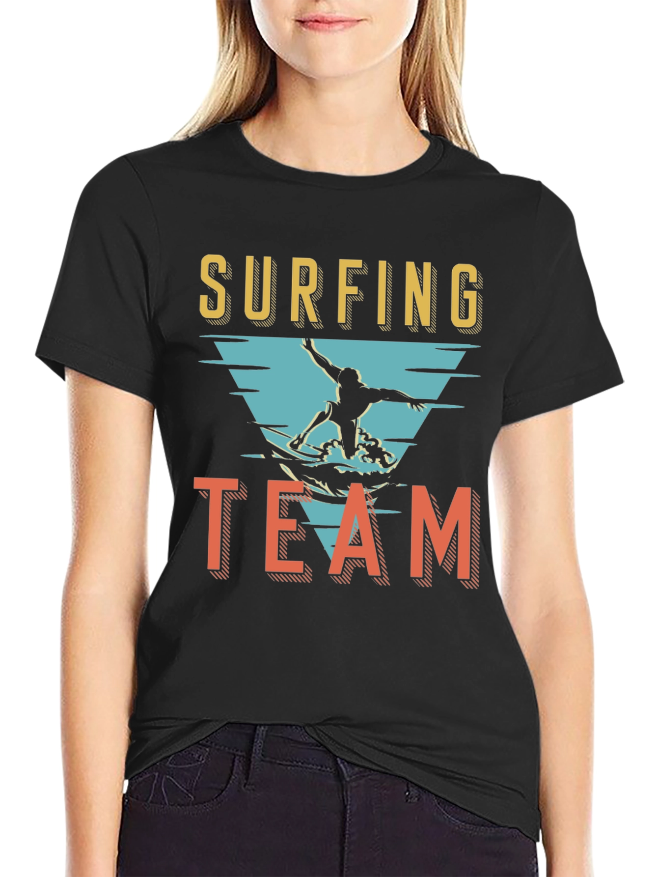 Surfing Team Graphic T-Shirt - Black