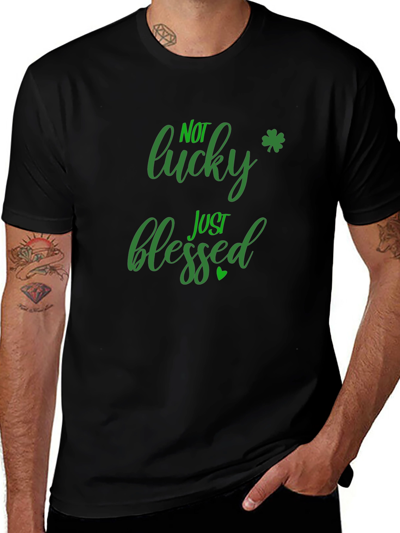 Not Lucky Just Blessed St. Patricks Day Black T-Shirt