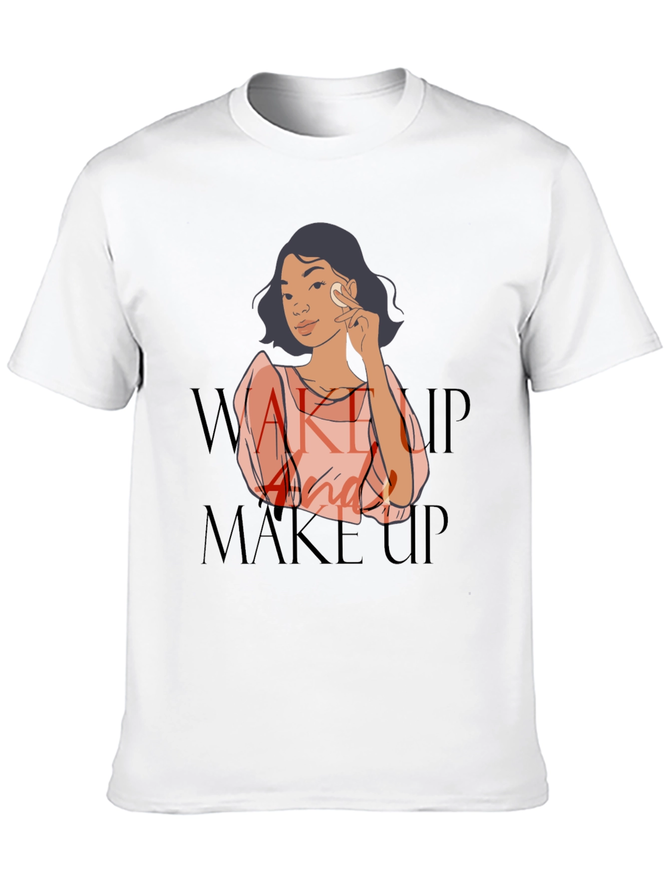 Wake Up and Make Up Graphic Tee - Black