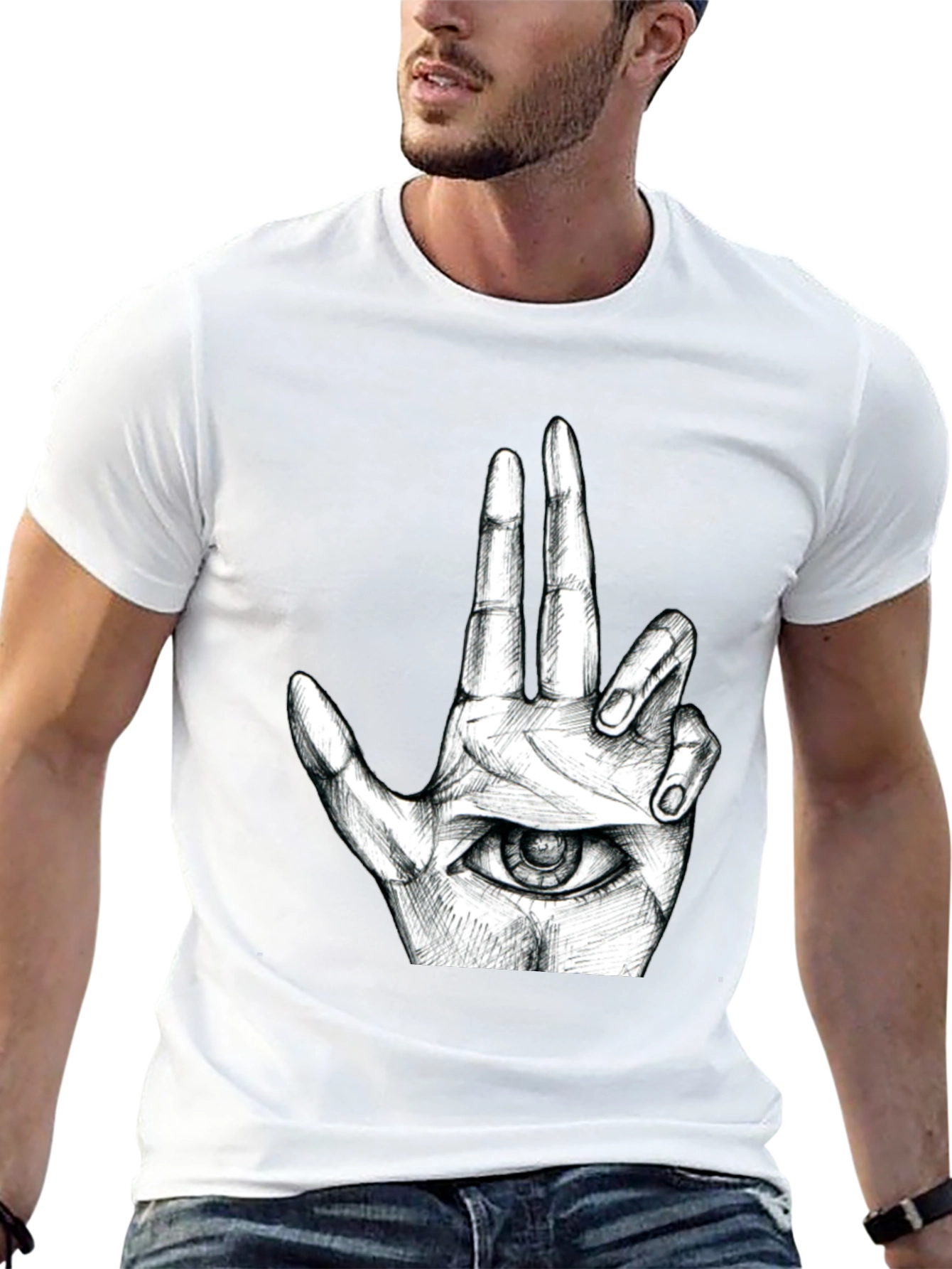 Eye Hand Graphic T-Shirt - Black Cotton Tee