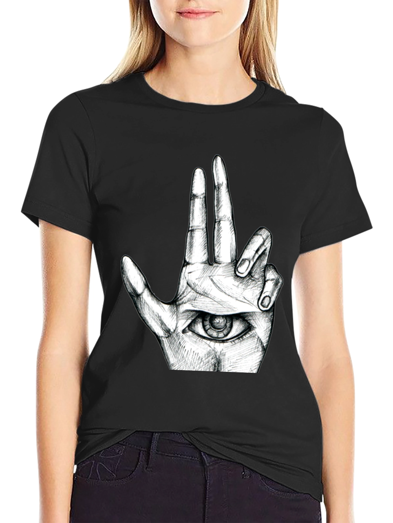 Eye Hand Graphic T-Shirt - Black Cotton Tee