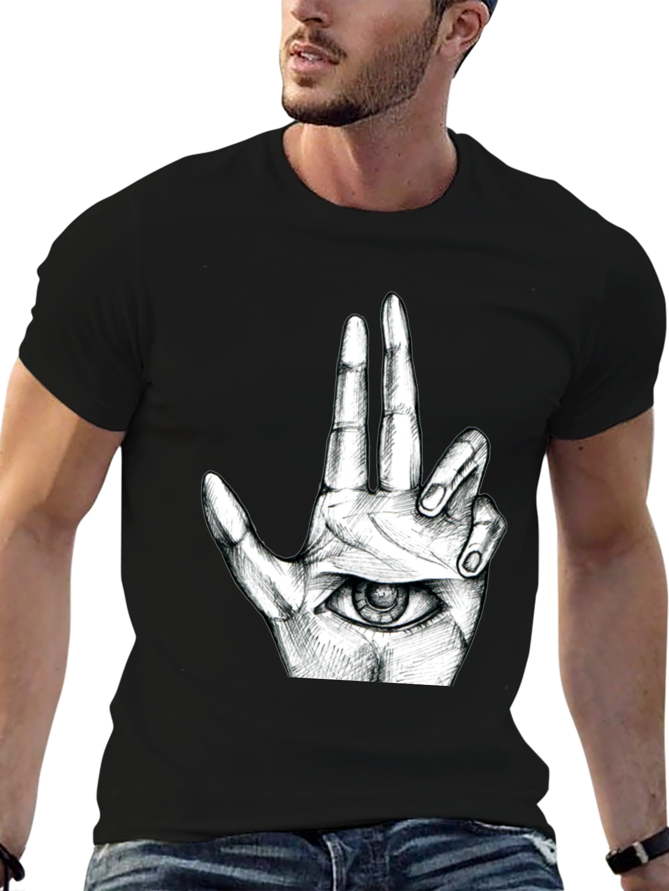 Eye Hand Graphic T-Shirt - Black Cotton Tee
