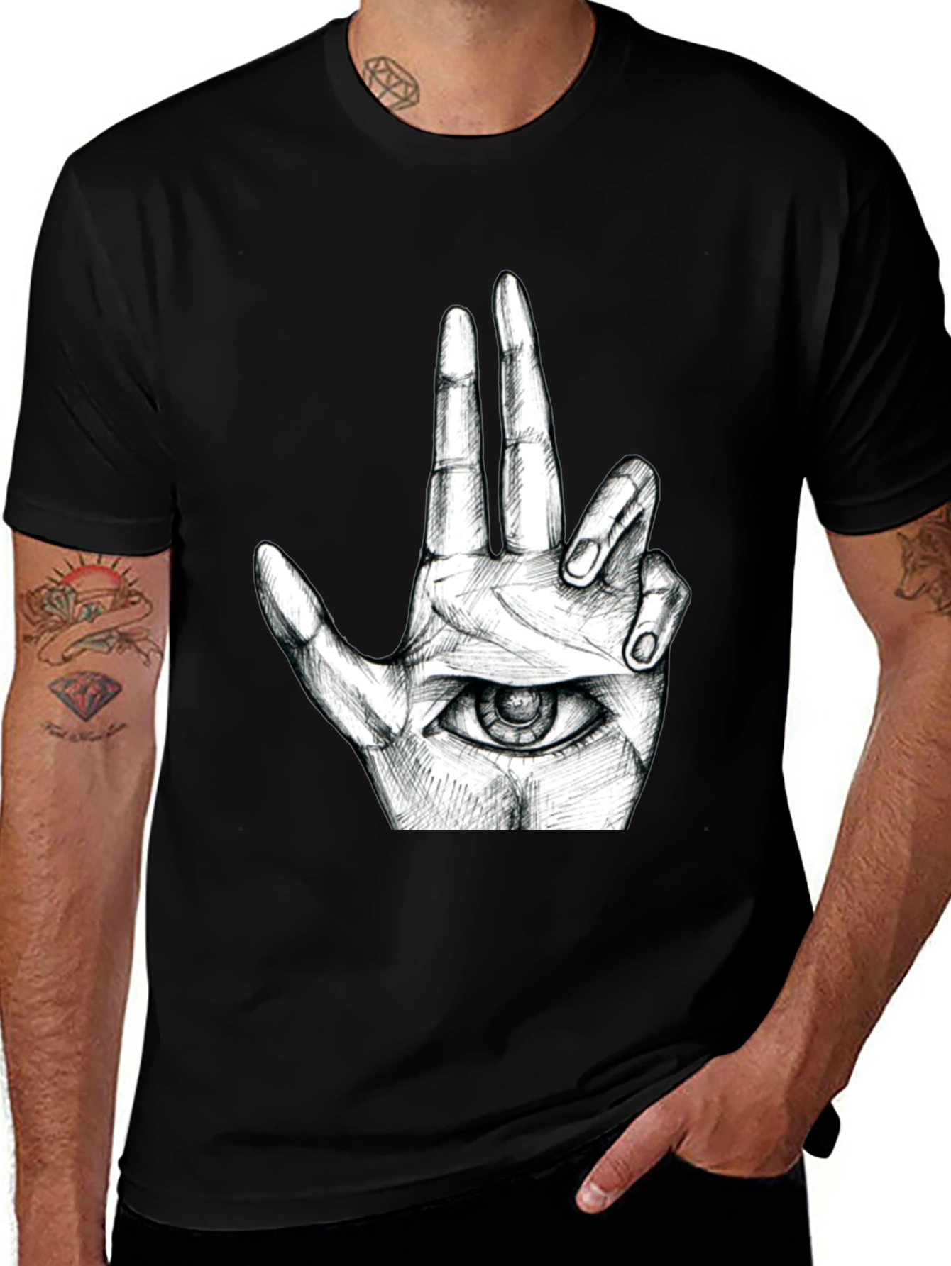 Eye Hand Graphic T-Shirt - Black Cotton Tee