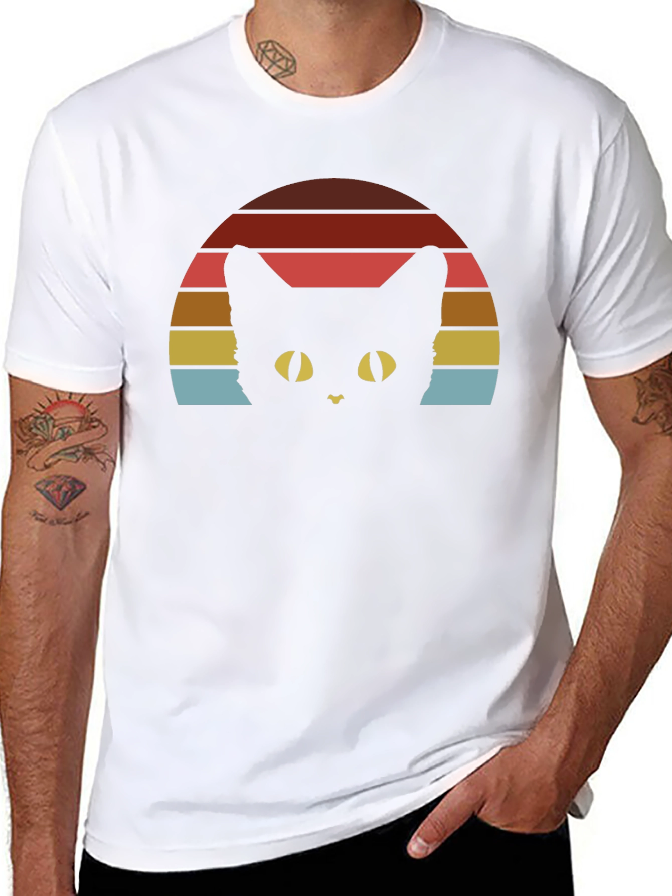 Retro Cat Sunset T-Shirt